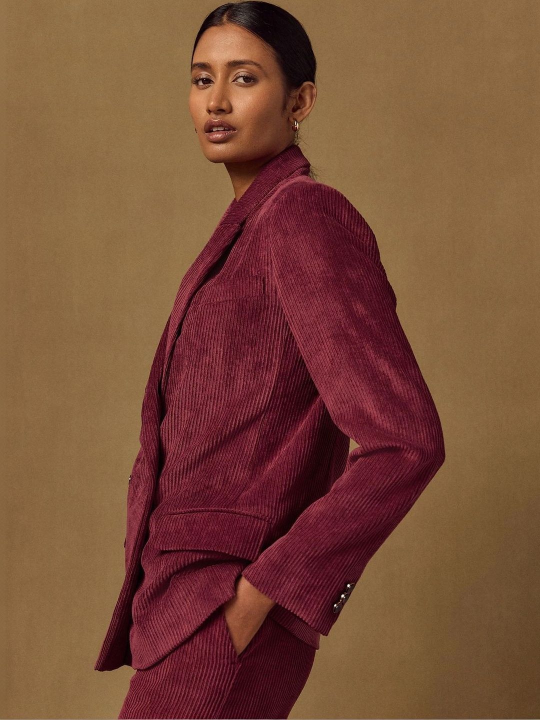 NEXT Double Breasted Corduroy Relaxed Casual Blazer-picture-22