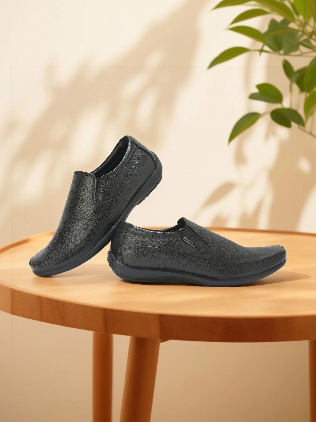 Woodland Men Textured Leather Round Toe Formal Slip-On Shoes-picture-32