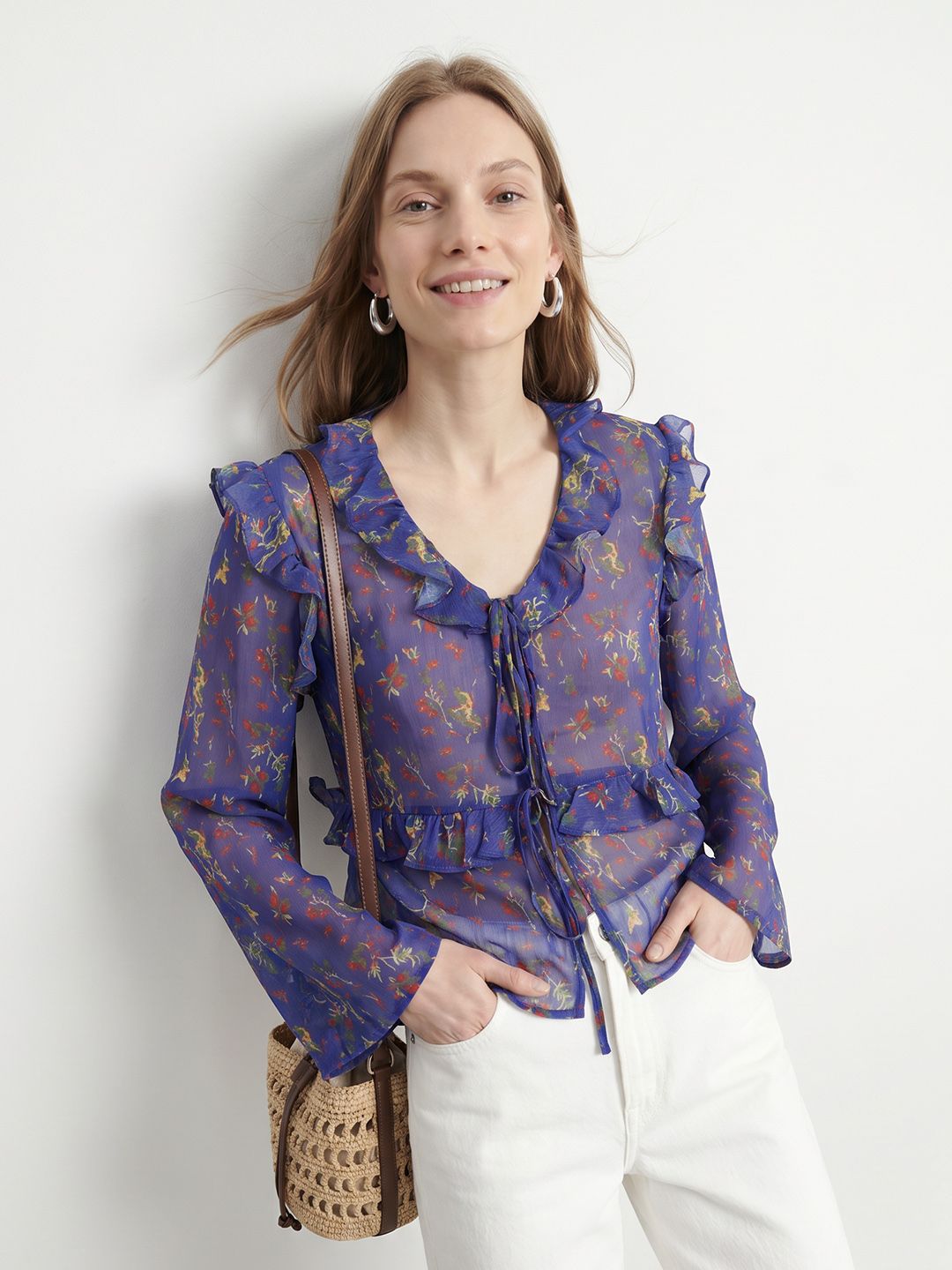 Mast & Harbour Floral Printed Ruffled Top-picture-54