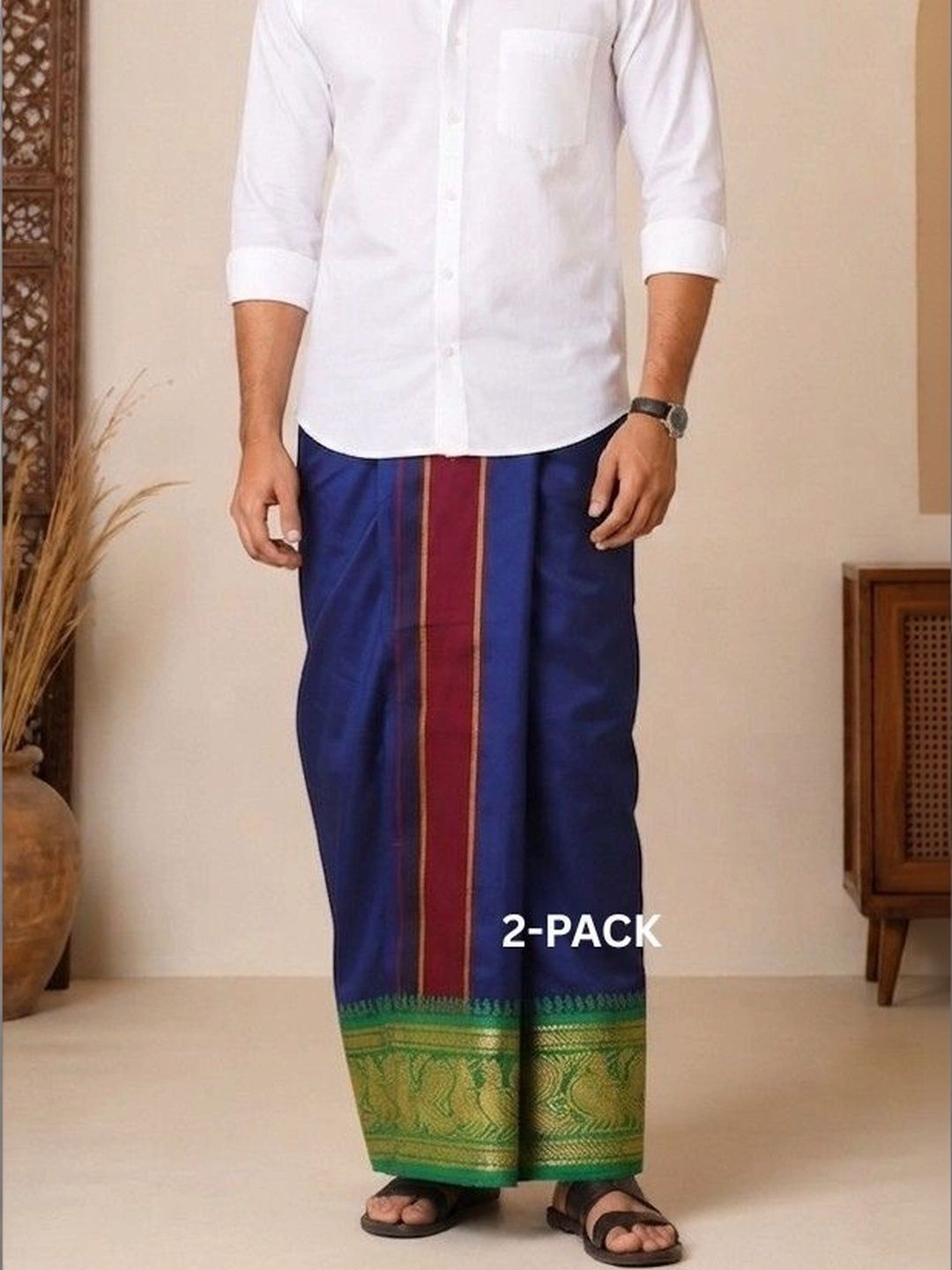 Sharan Elegance Men Striped Cotton Dhoti Dhotis-picture-25