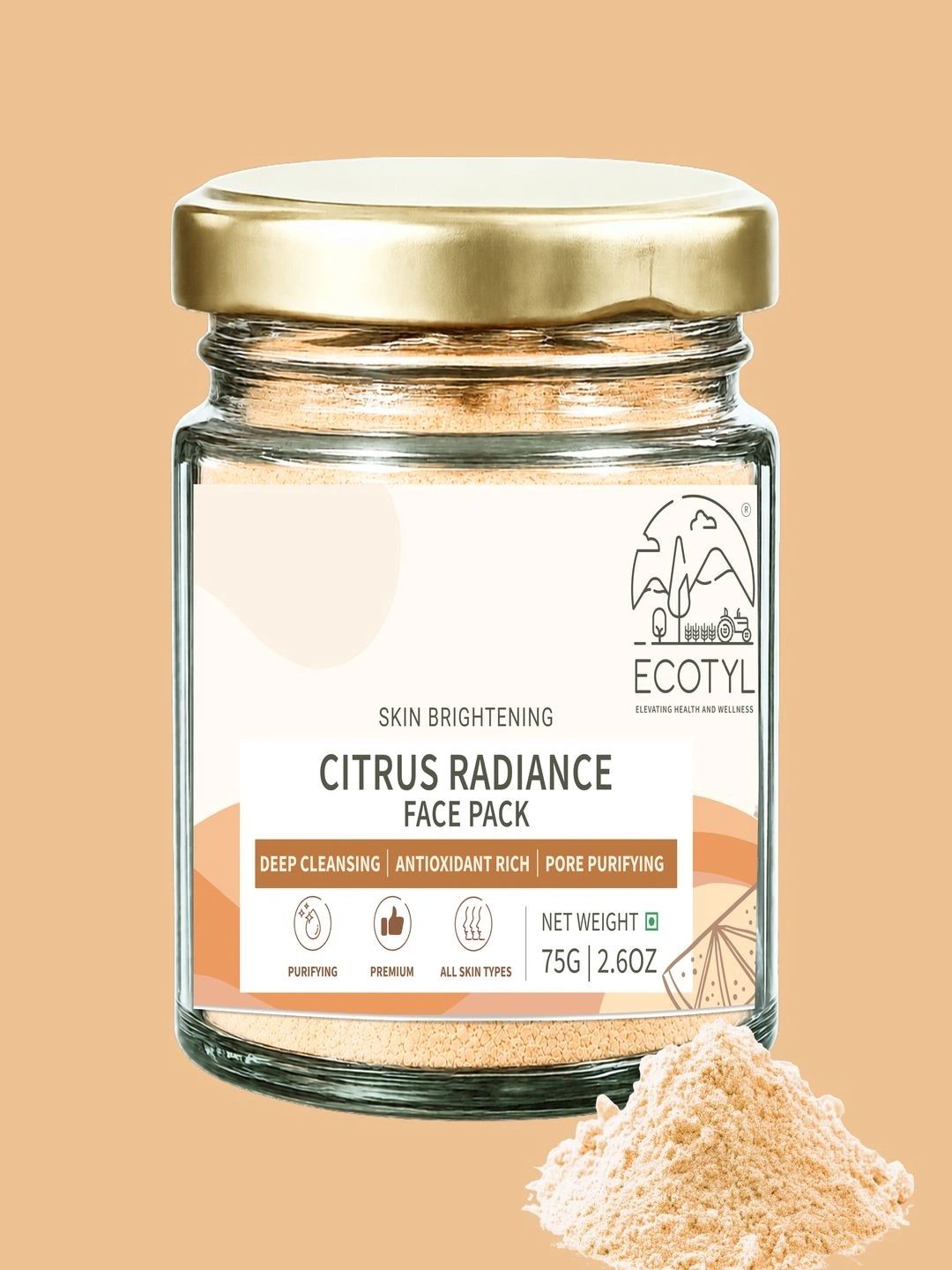 Ecotyl Citrus Radiance Face Pack Tan Removal & Glow - 75 g-image-49