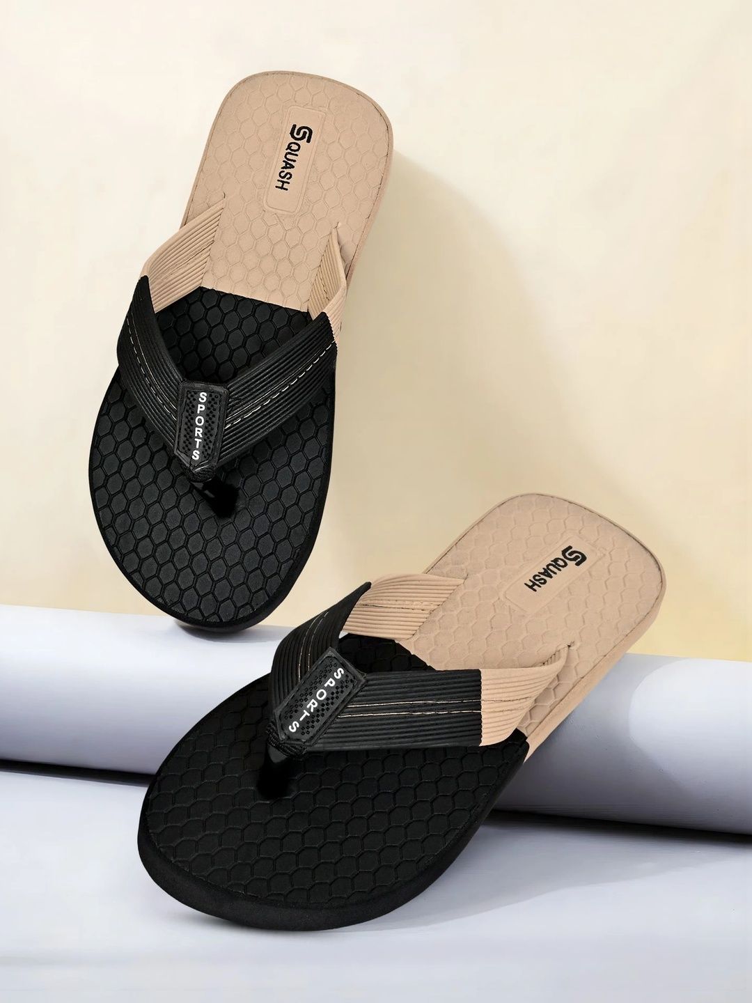 SQUASH Men Colourblocked Thong Flip-Flops-picture-15