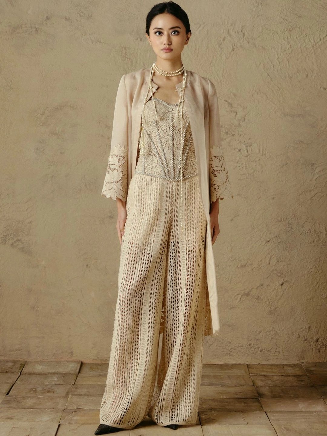 OTT Tarun Tahiliani Women Longline Open Front Jacket with Embroidered-picture-16
