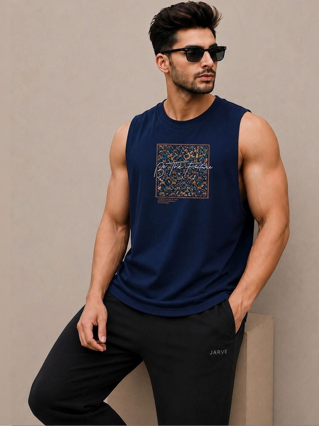 Moda Rapido Printed Cotton Blend Gym Vest-picture-19