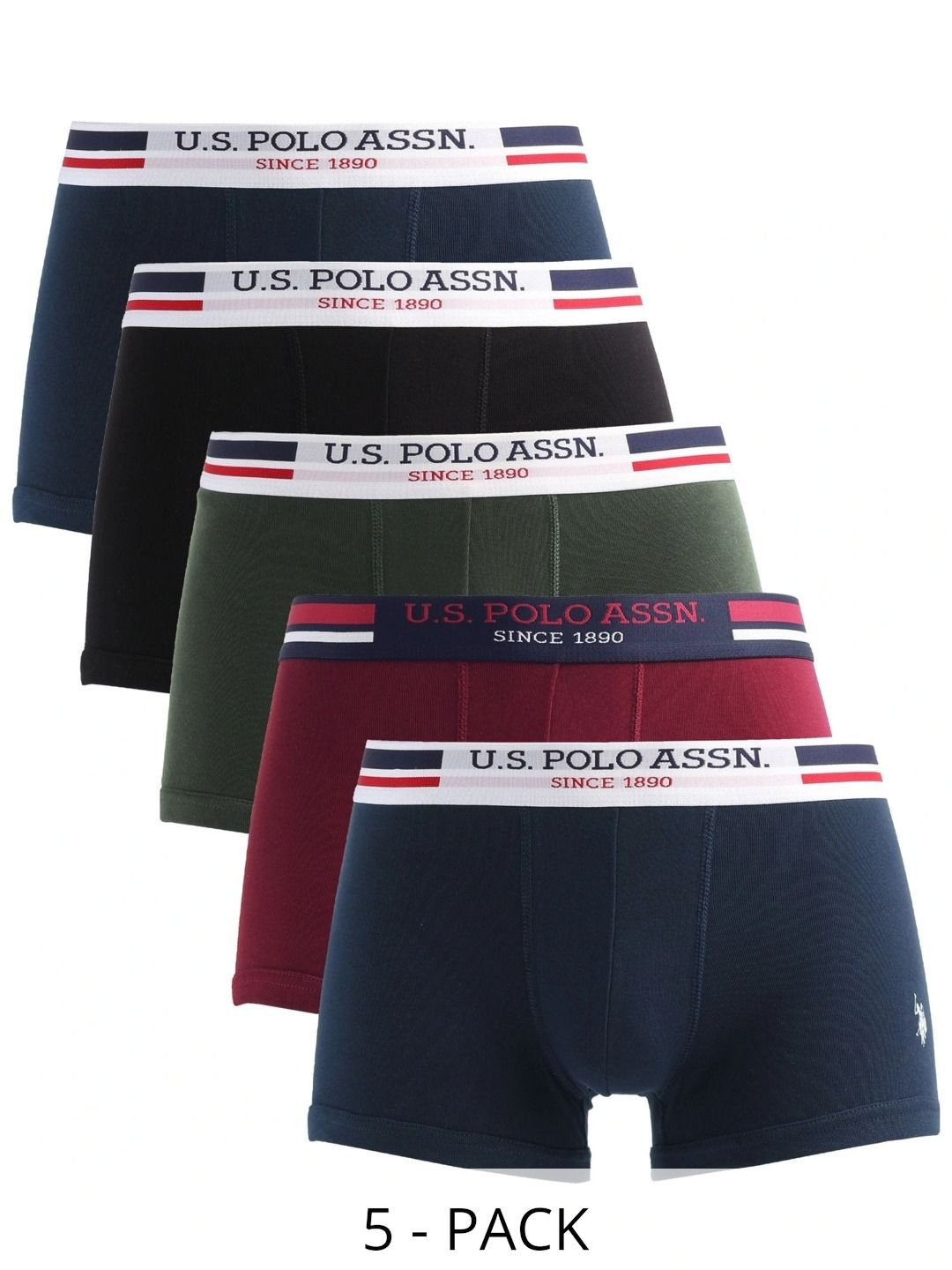 U.S. Polo Assn. Pack of 5 Cotton Solid Trunks-picture-25