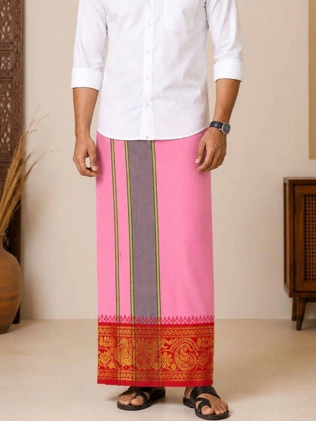 Sharan Elegance Men Embroidered Cotton Dhoti Dhotis-picture-40