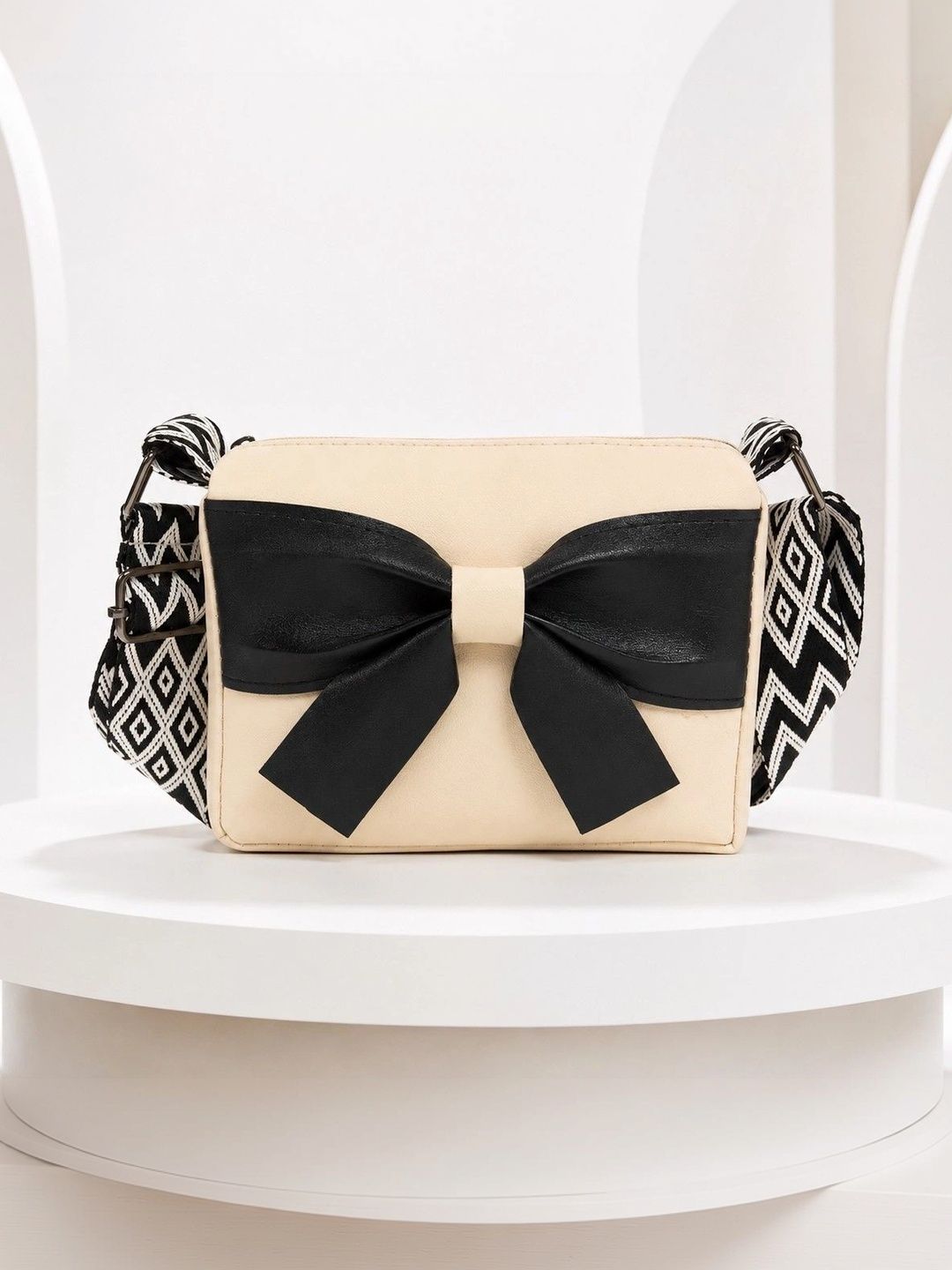 HERE&NOW Textured PU Sling Bag with Bow Detail-picture-17