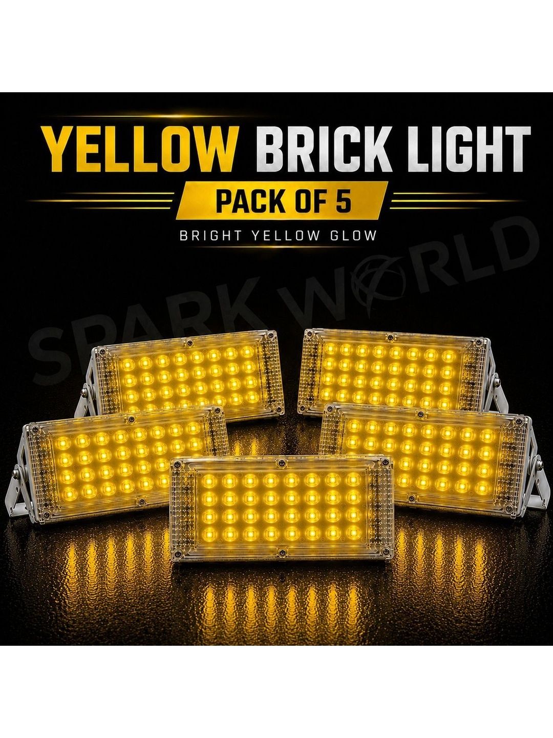 ENORMITY 5-Pcs Yellow 50W Brick Light Rectangle Outdoor Lamps-image-26