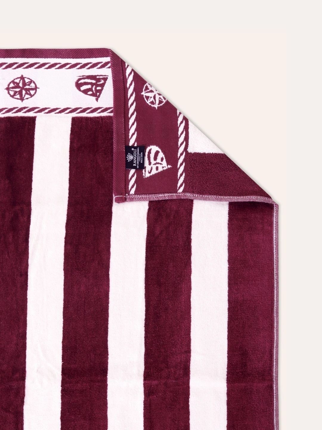 RANGOLI Maroon & White 1 Striped Cotton 520 GSM Bath Towel-image-19