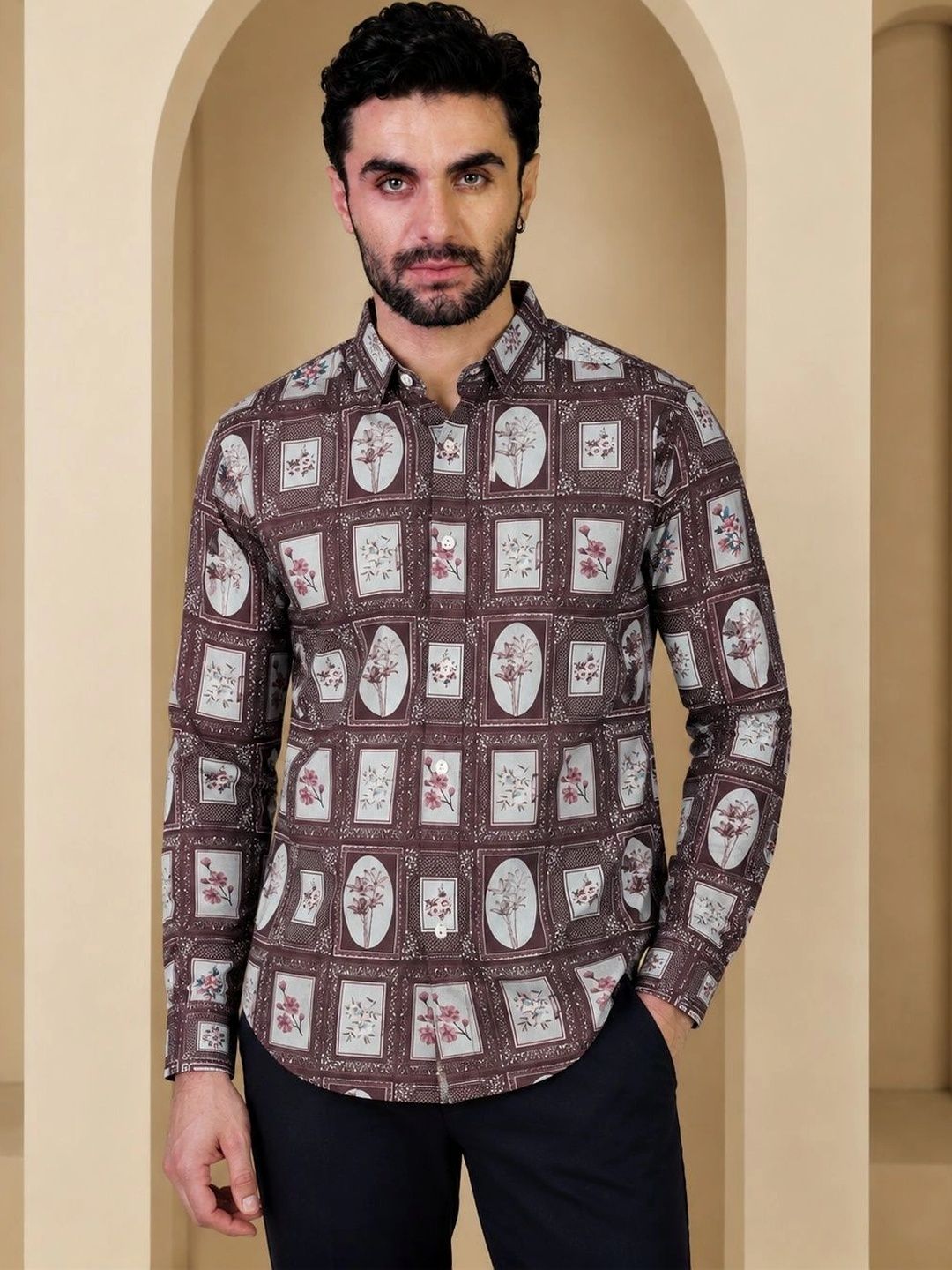 FRENCH CROWN Men Standard Floral Printed Casual Shirt-picture-52
