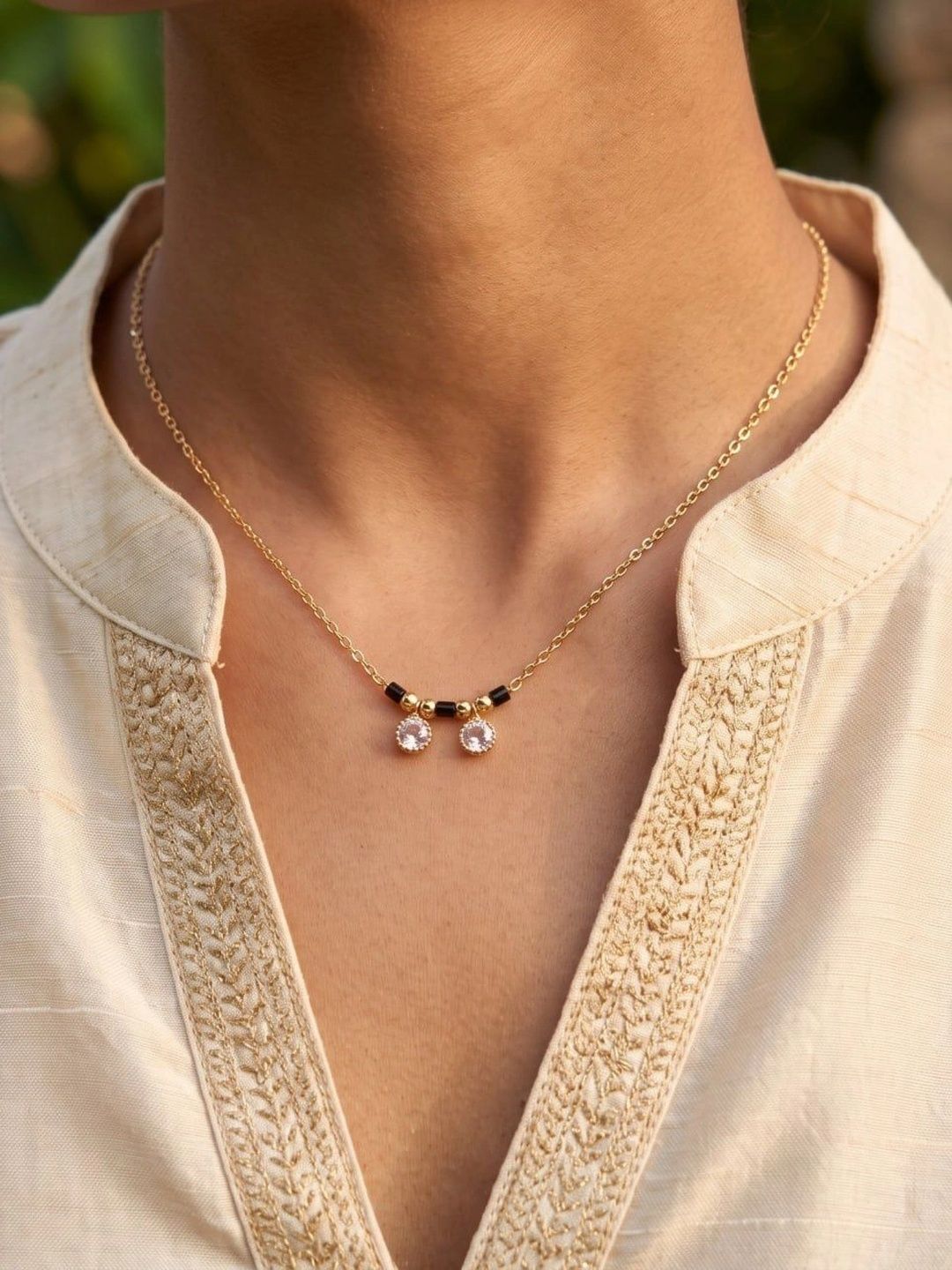 Anouk Gold-Plated Artificial Stones and Beads Mangalsutra-picture-21