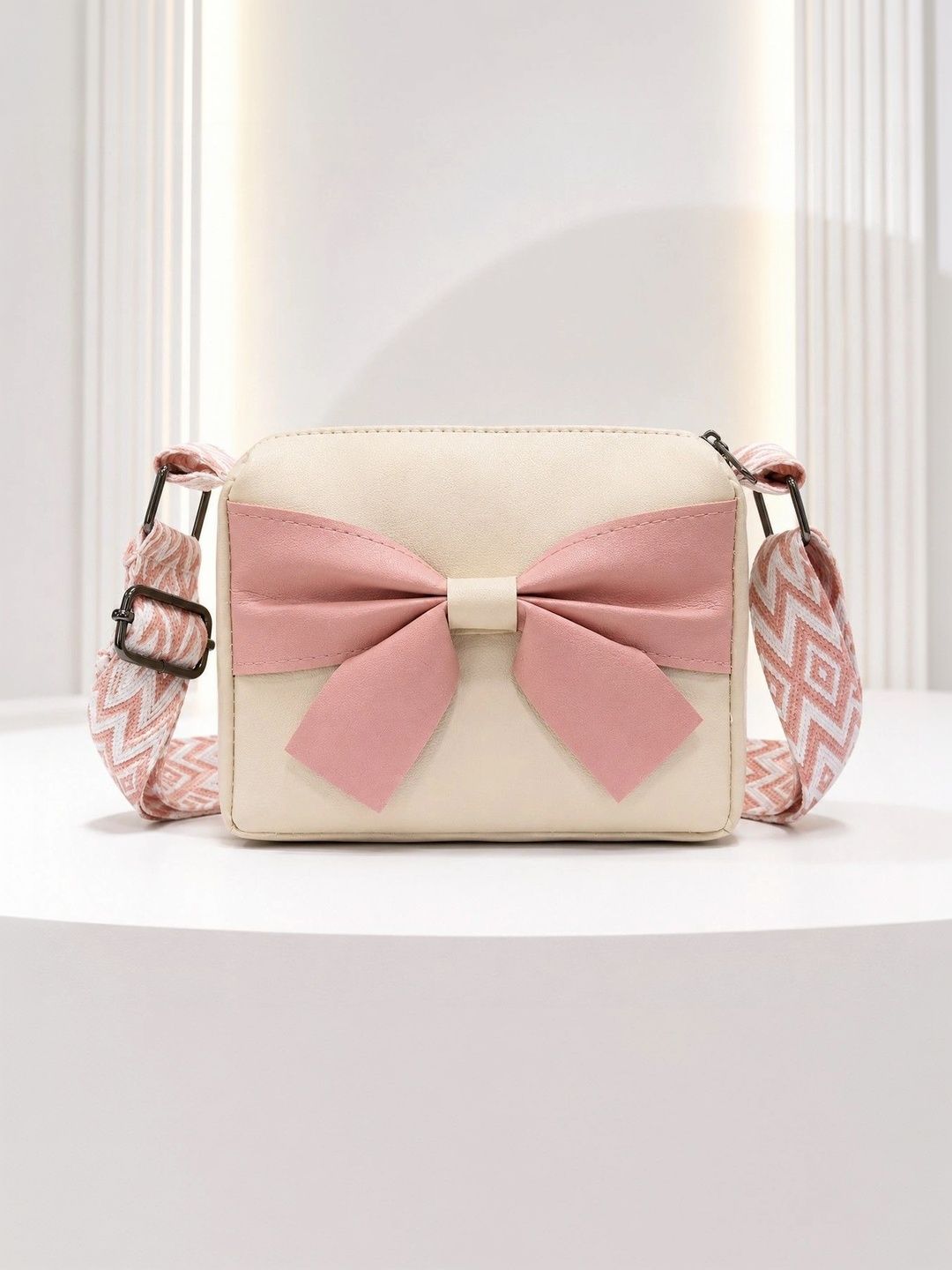 HERE&NOW Colourblocked PU Sling Bag with Bow Detail-picture-17