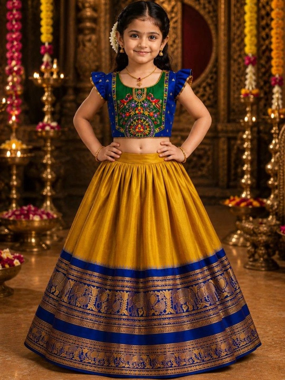 Xepon Girls Embroidered Thread Work Ready to Wear Lehenga &-picture-27