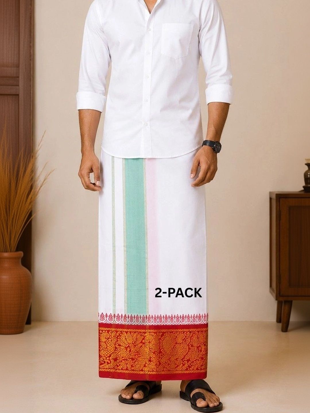 Sharan Elegance Men Embroidered Cotton Dhoti Dhotis-picture-28