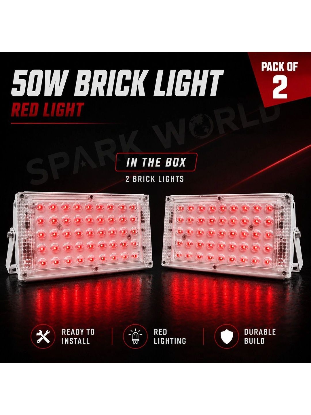 ENORMITY 2-Pcs Red 50W Brick Light Rectangle Outdoor Lamps-picture-33