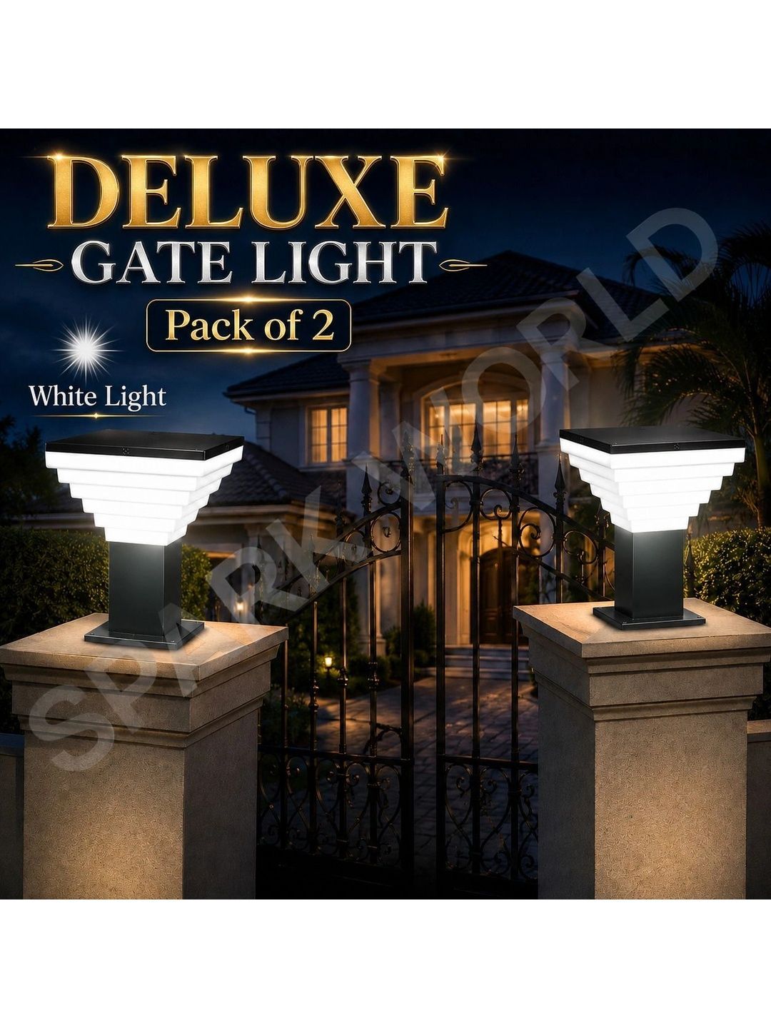 ENORMITY 2-Pcs Black & White Gate Light Outdoor Lamps-picture-31