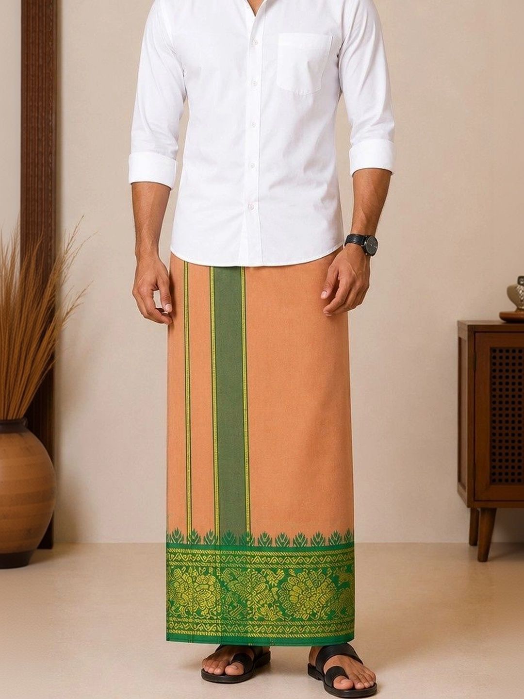 Sharan Elegance Men Embroidered Cotton Dhoti Dhotis-picture-54