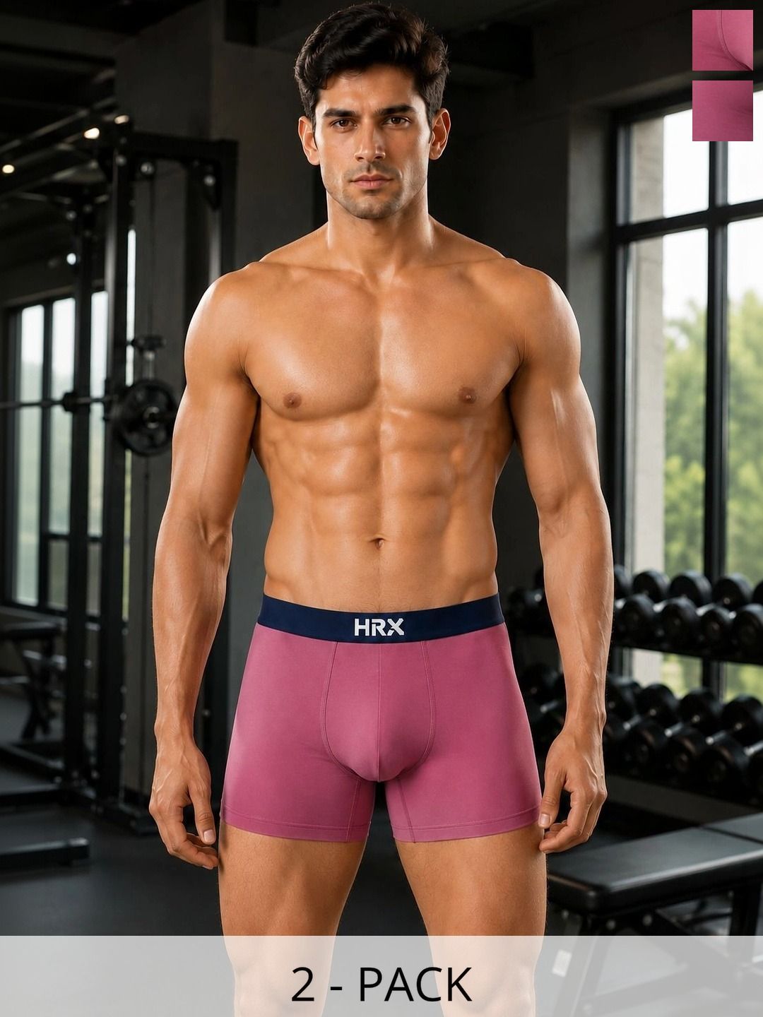 HRX by Hrithik Roshan Pack of 2 Cotton Blend Assorted Solid Trunks-picture-24