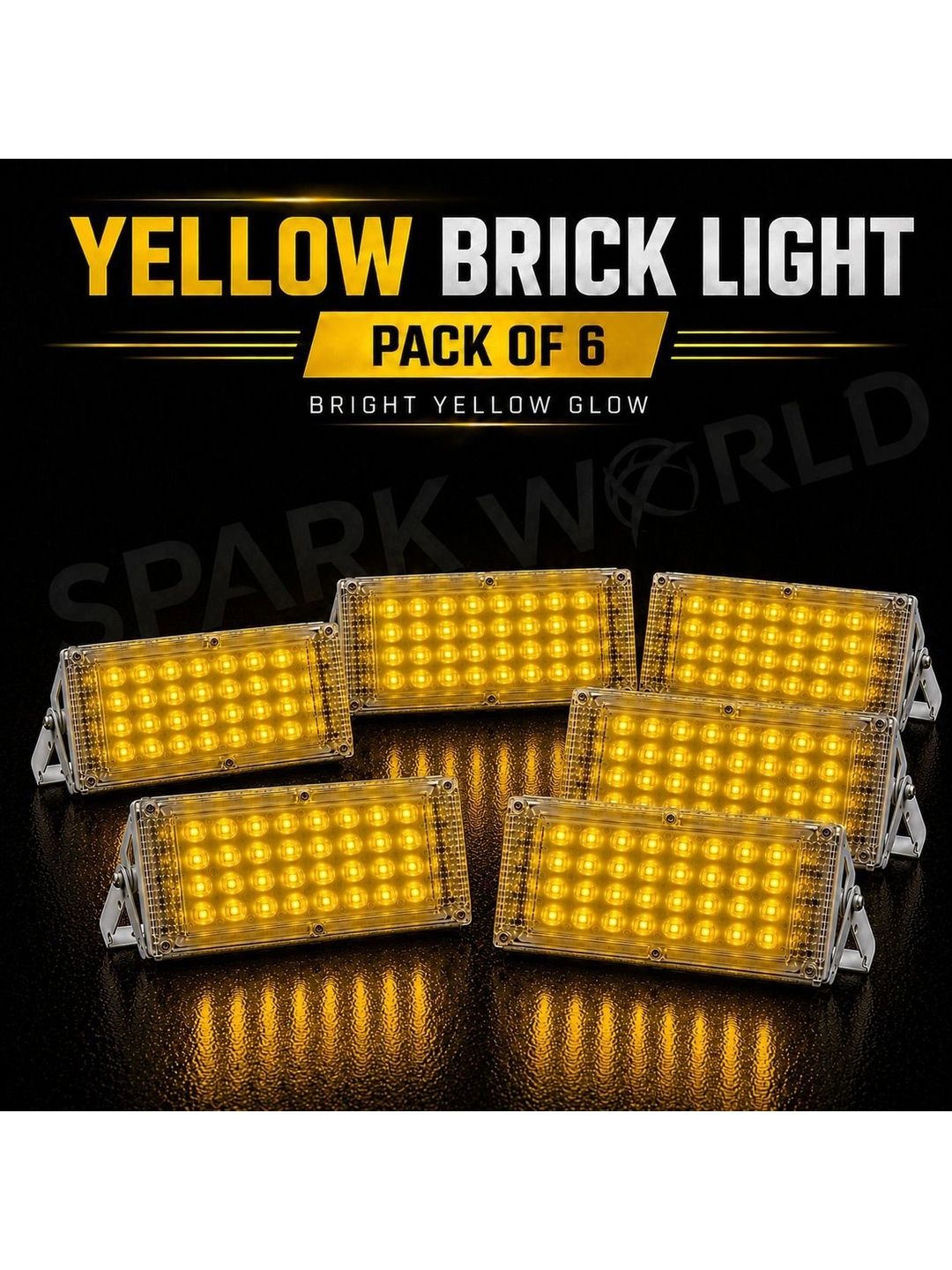 ENORMITY 6-Pcs Yellow 50W Brick Light Rectangle Outdoor Lamps-image-31