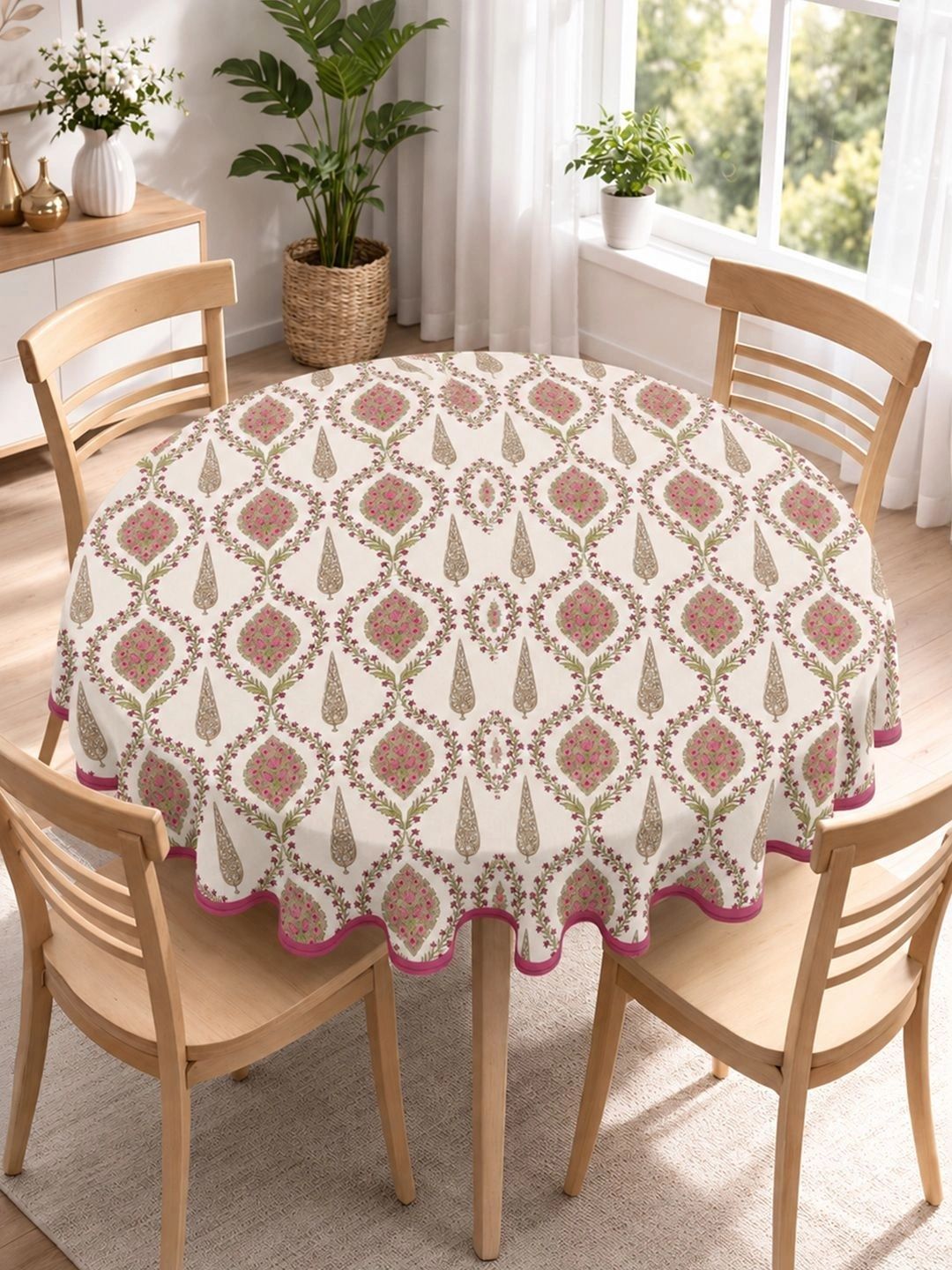 The Home Story Multicoloured Cotton Round 4-Seater Table Cover-picture-45