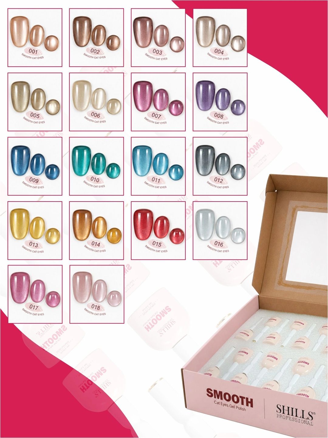 shills professional Set Of 18 Smooth Cat Eye Gel Nail Polish Set-picture-28