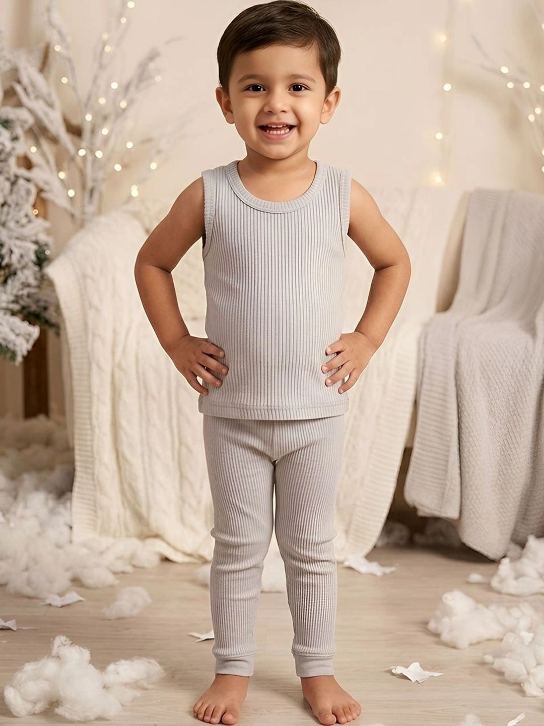 Kanvin Striped Round Neck Thermal Set-picture-42
