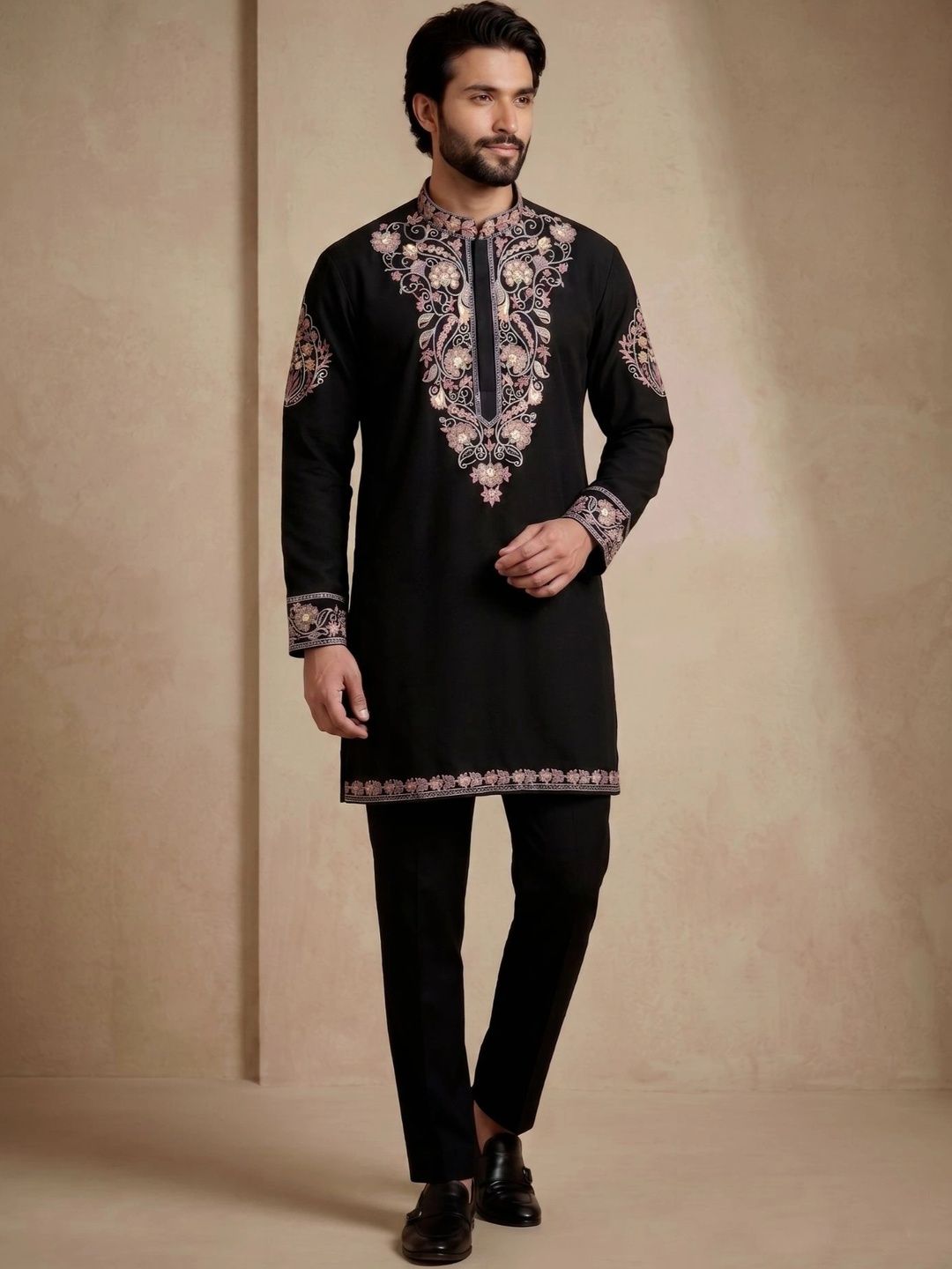 Angasudha Men Ethnic Motifs Embroidered Regular Thread Work Kurta with Trousers-picture-25