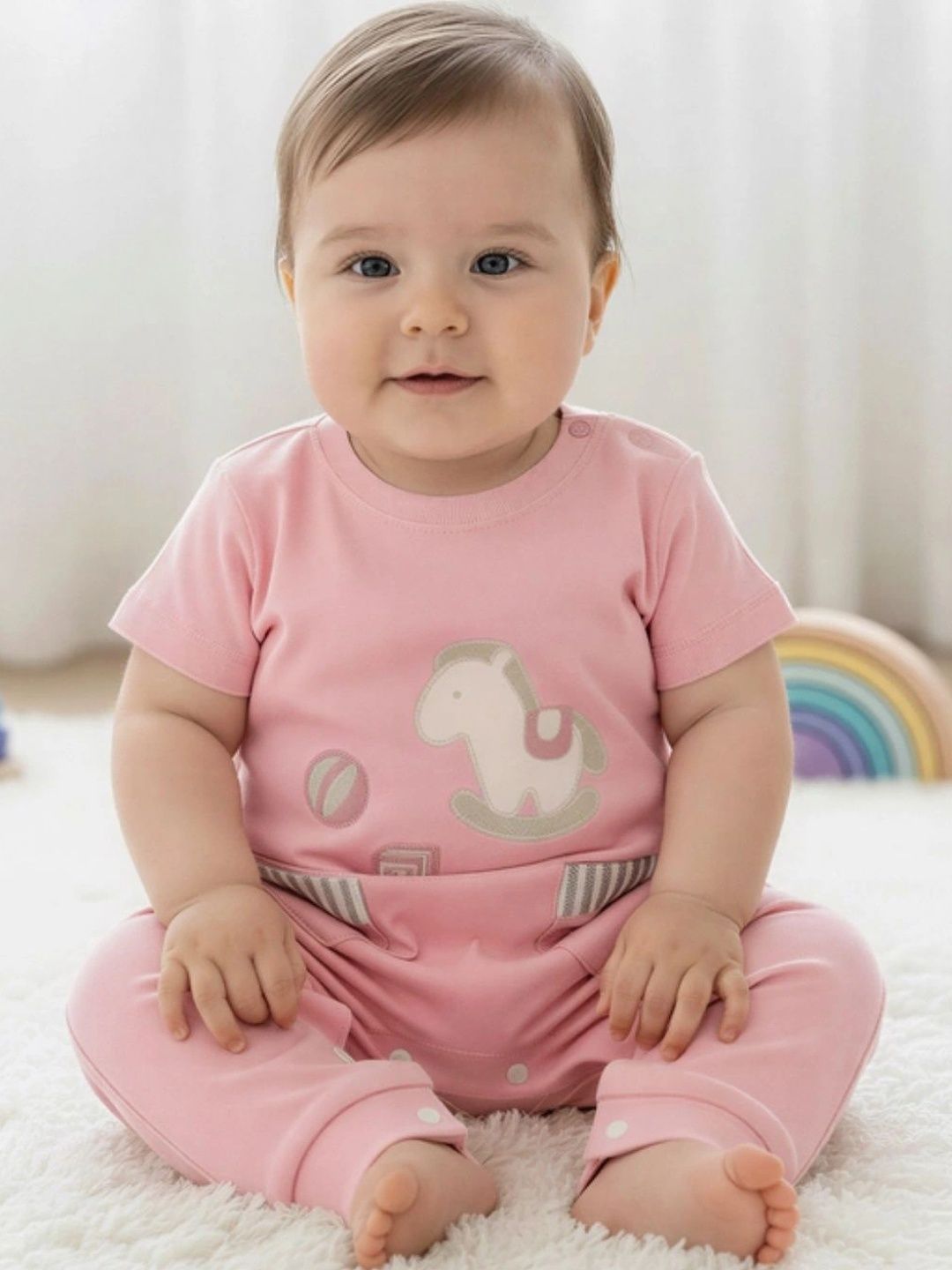 Toddle and Care Girls Printed Basic Jumpsuit with Embroidered-picture-13