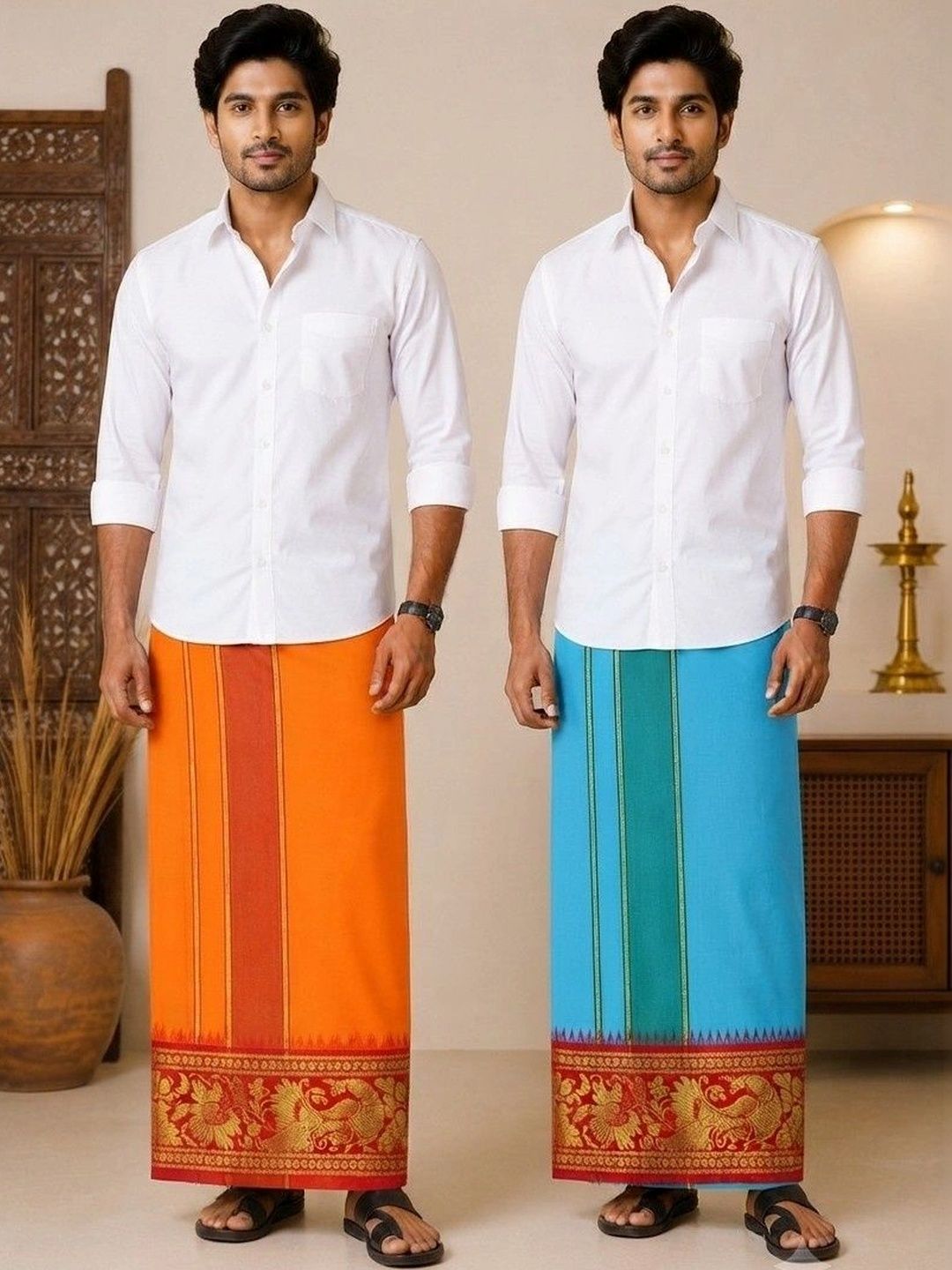 Sharan Elegance Men Embroidered Cotton Dhoti Dhotis-picture-43