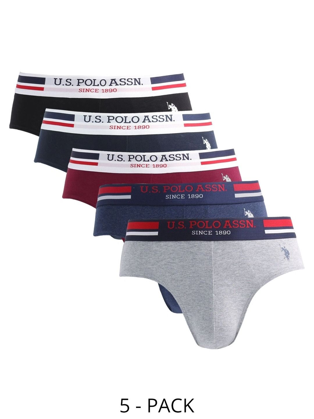 U.S. Polo Assn. Men Pack of 5 Anti Microbial Cotton Basic Briefs-image-31