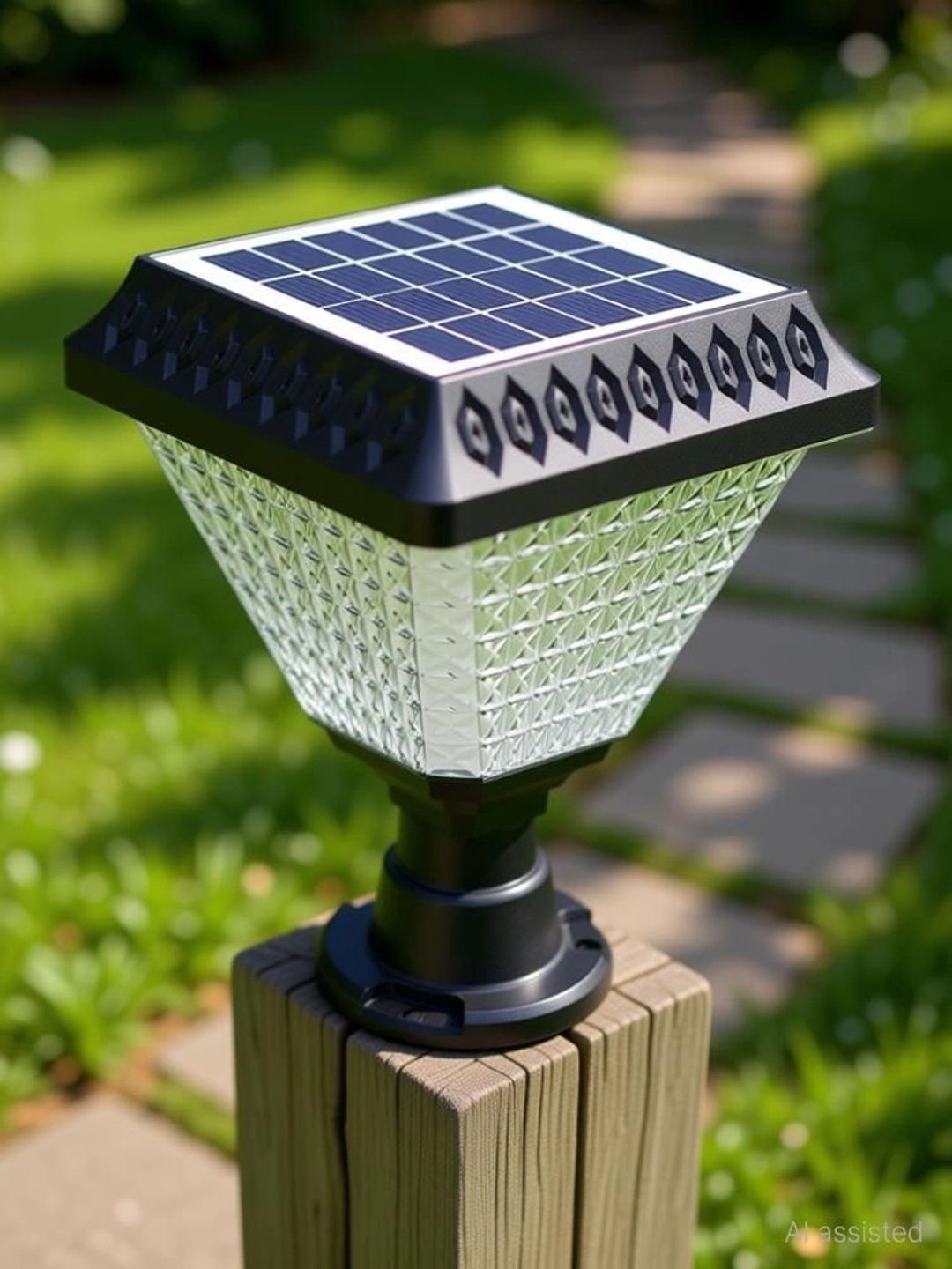 ENORMITY Yellow & Black Diamond Glow Solar Gate Light With Remote-image-21