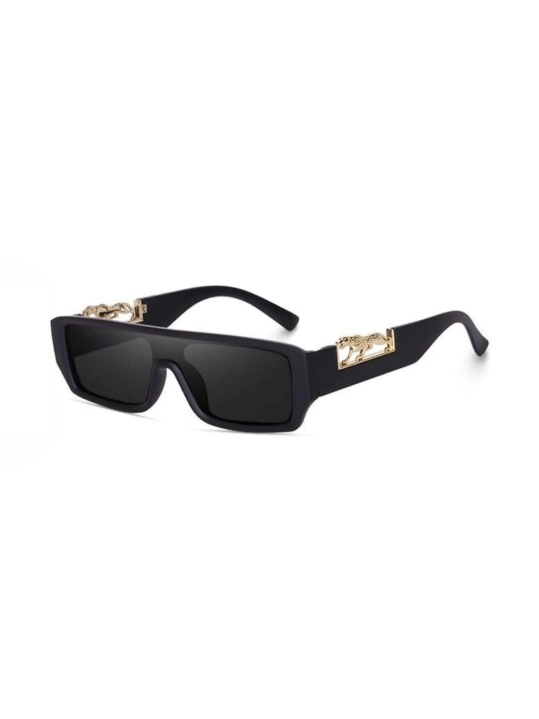 YOUTH CLUB Unisex Black Lens & Black Rectangle Sunglasses with-picture-9
