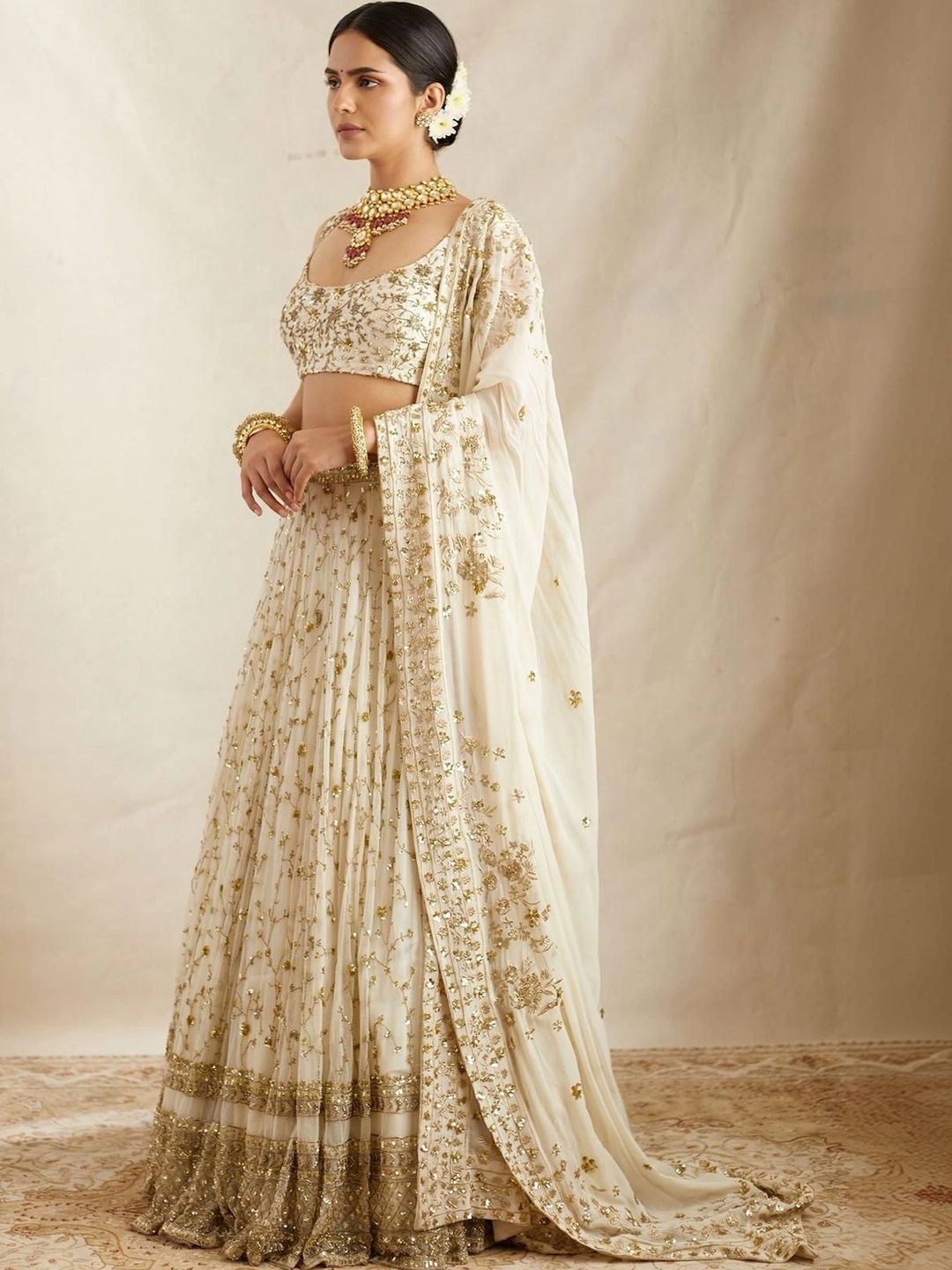Poshak Bazaar Embroidered Sequinned Semi-Stitched Lehenga & Unstitched Blouse With Dupatta-picture-21