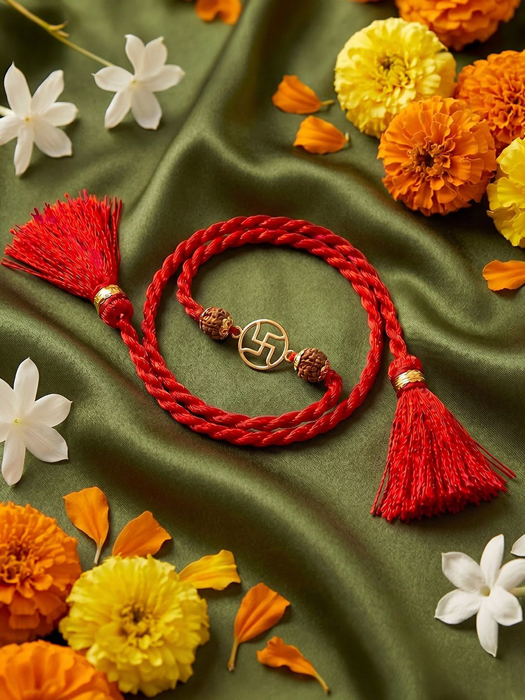 Zavya 925 Sterling Silver Swastik Motif Rakhi for Brother-picture-13