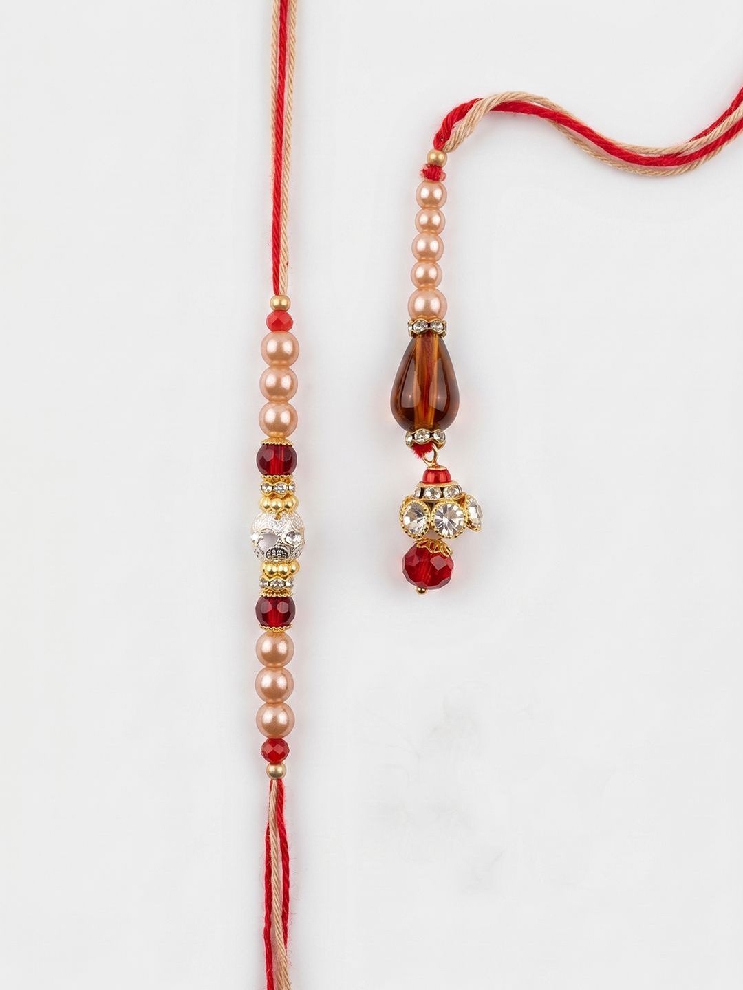 Anouk Set Of 2 Multicolor Artificial Stones & Beads Bhaiya Bhabhi Rakhi With Roli Chawal-image-48
