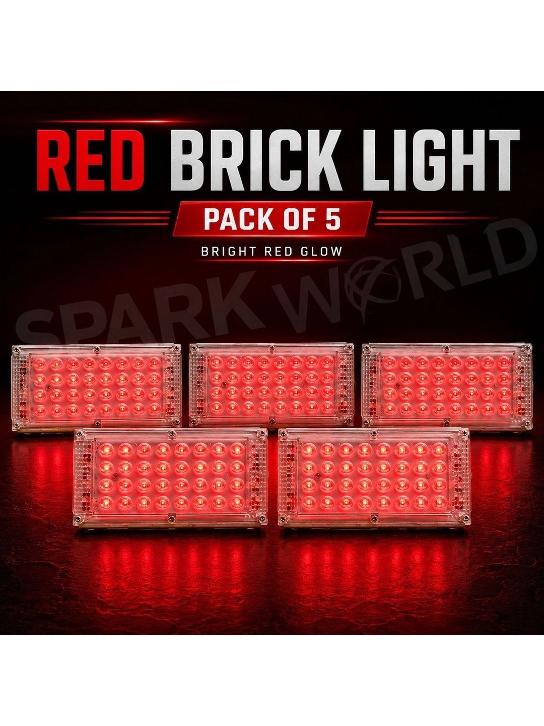 ENORMITY 5-Pcs Red 50W Brick Light Rectangle Outdoor Lamps-image-30
