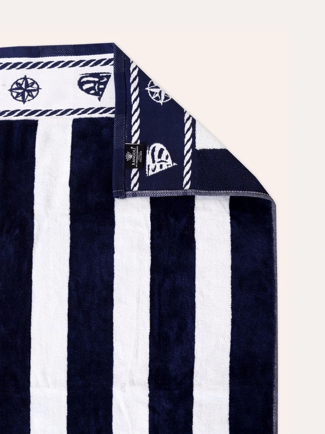 RANGOLI Navy Blue & White 1 Striped Cotton 520 GSM Bath Towel-picture-35