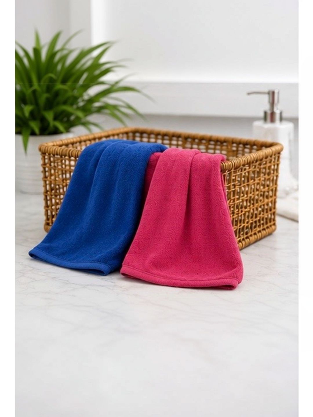 NISRAG HOME Blue & Pink 2 Piece Other 250 GSM Towel Set-image-16