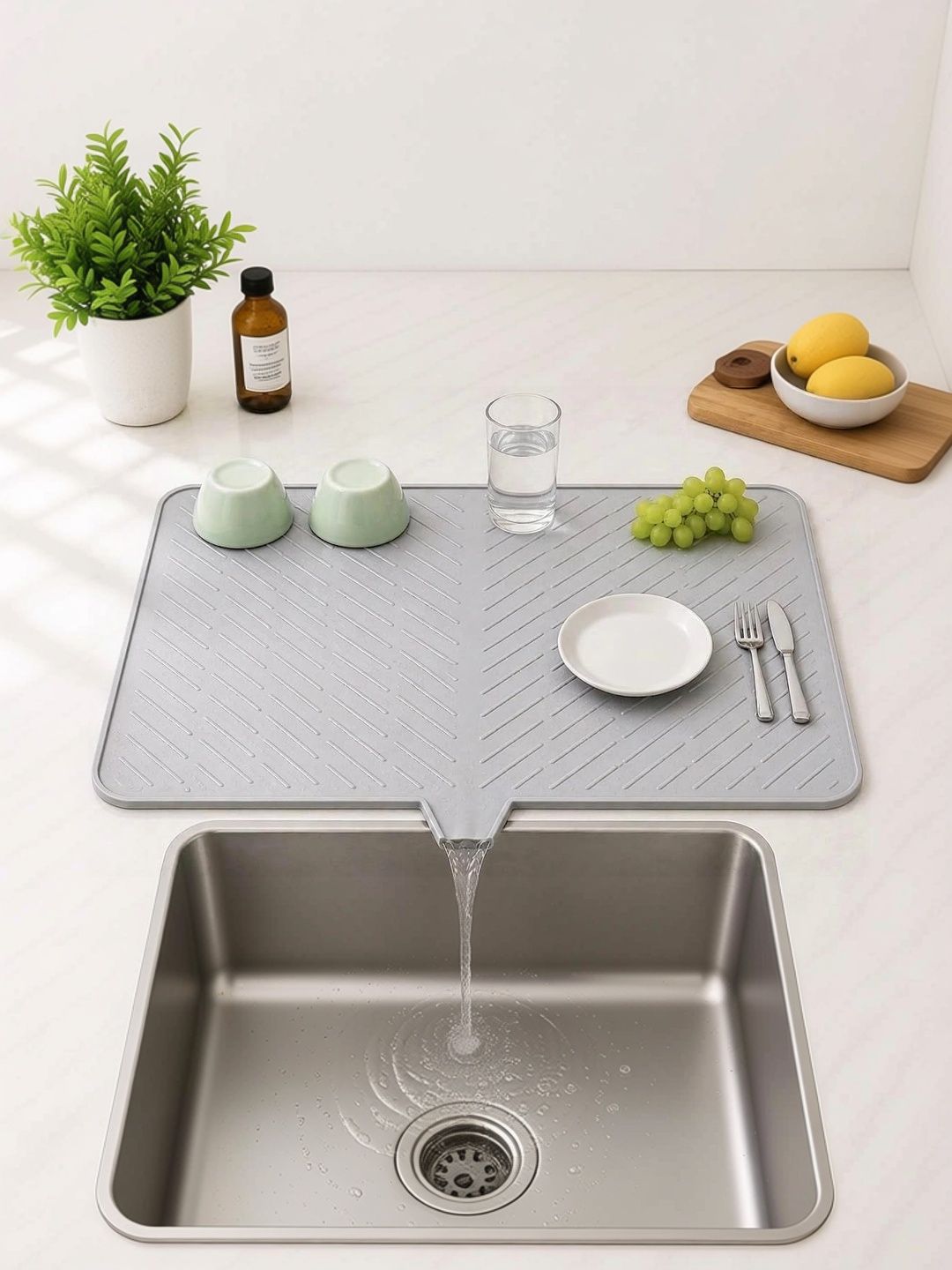 Rioware Grey Silicone Dish Drying Mat-image-40