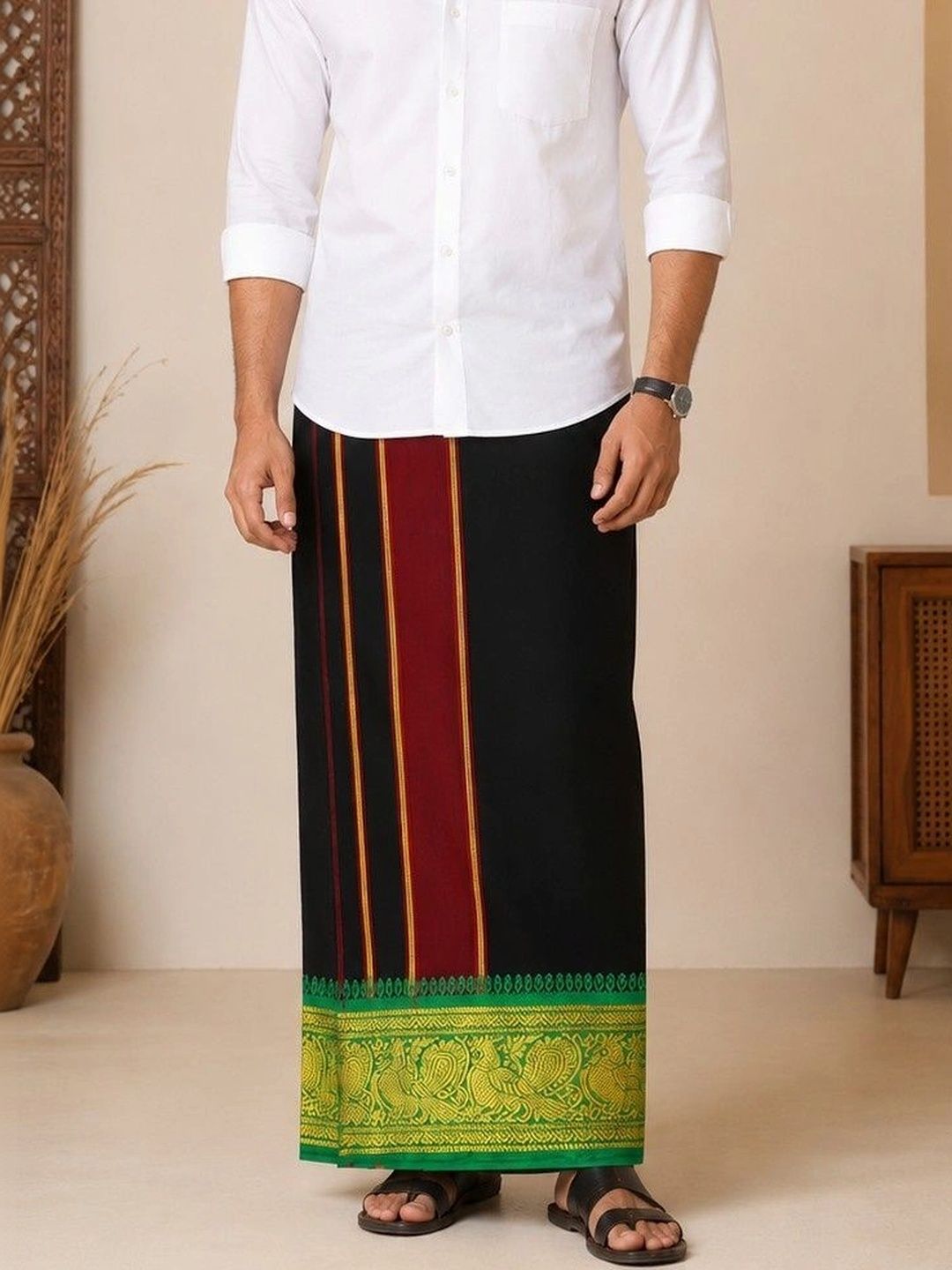 Sharan Elegance Men Embroidered Cotton Dhoti Dhotis-picture-57