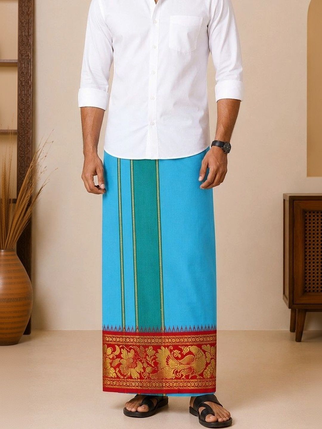 Sharan Elegance Men Printed Cotton Dhoti Dhotis-picture-36