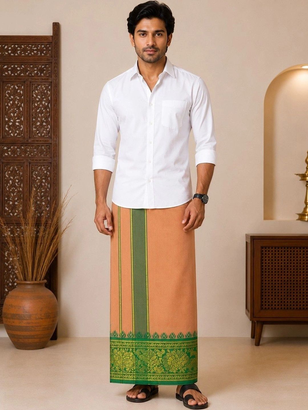 Sharan Elegance Men Embroidered Cotton Dhoti Dhotis-picture-46