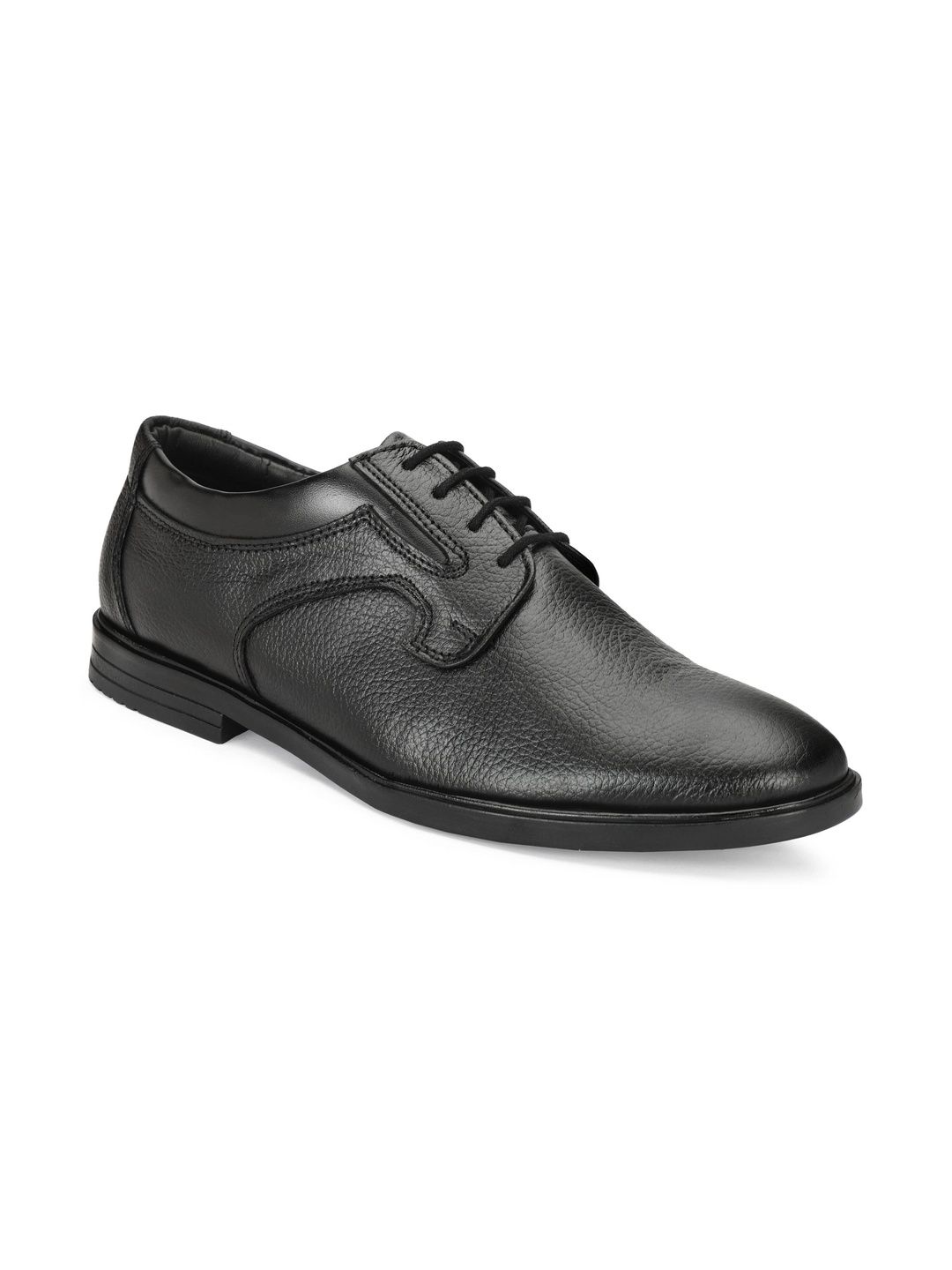 INKLENZO Men Textured Leather Round Toe Lace-Ups Derbys Shoes-image-45