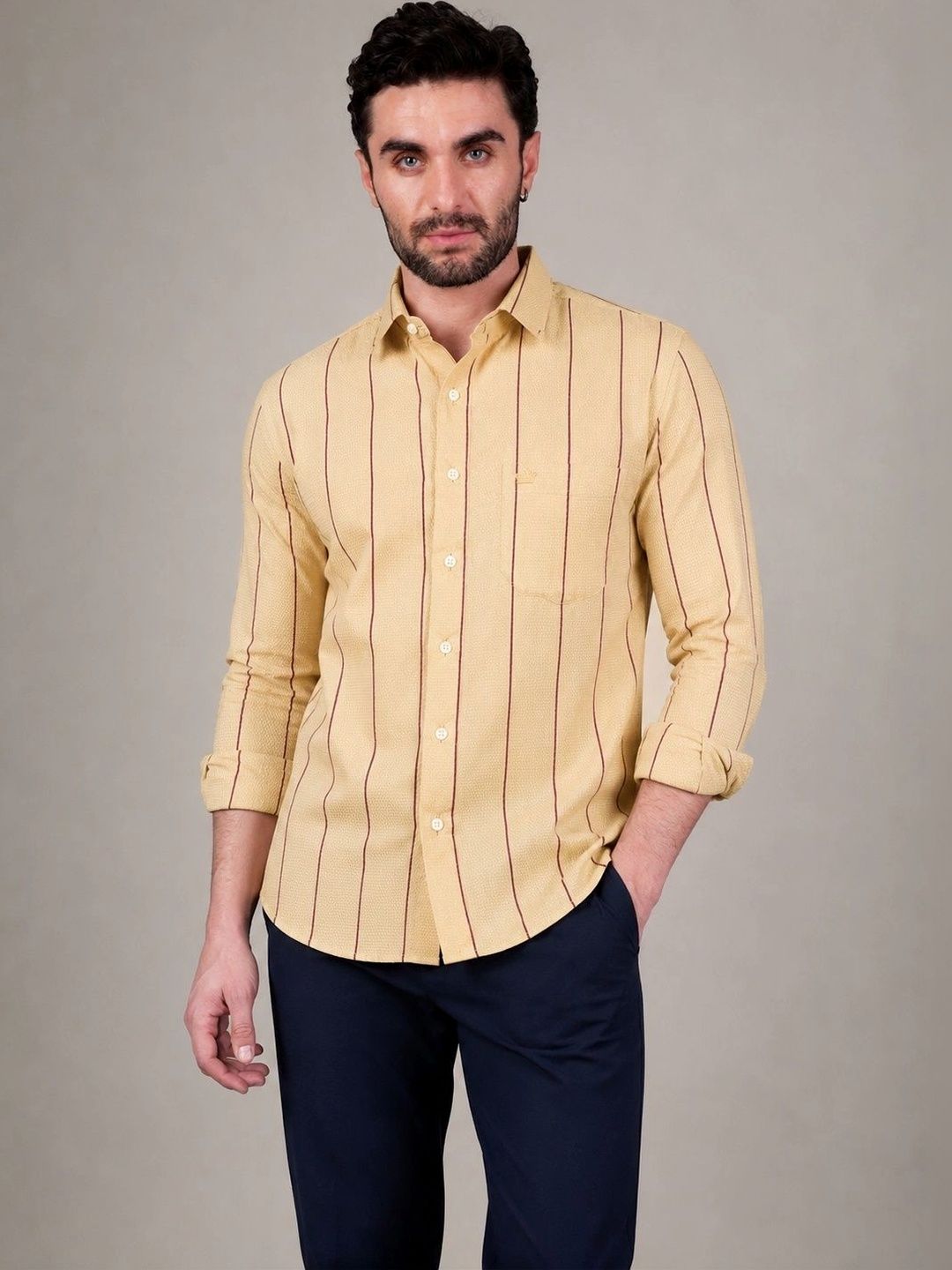 FRENCH CROWN Men Standard Striped Casual Shirt-picture-55