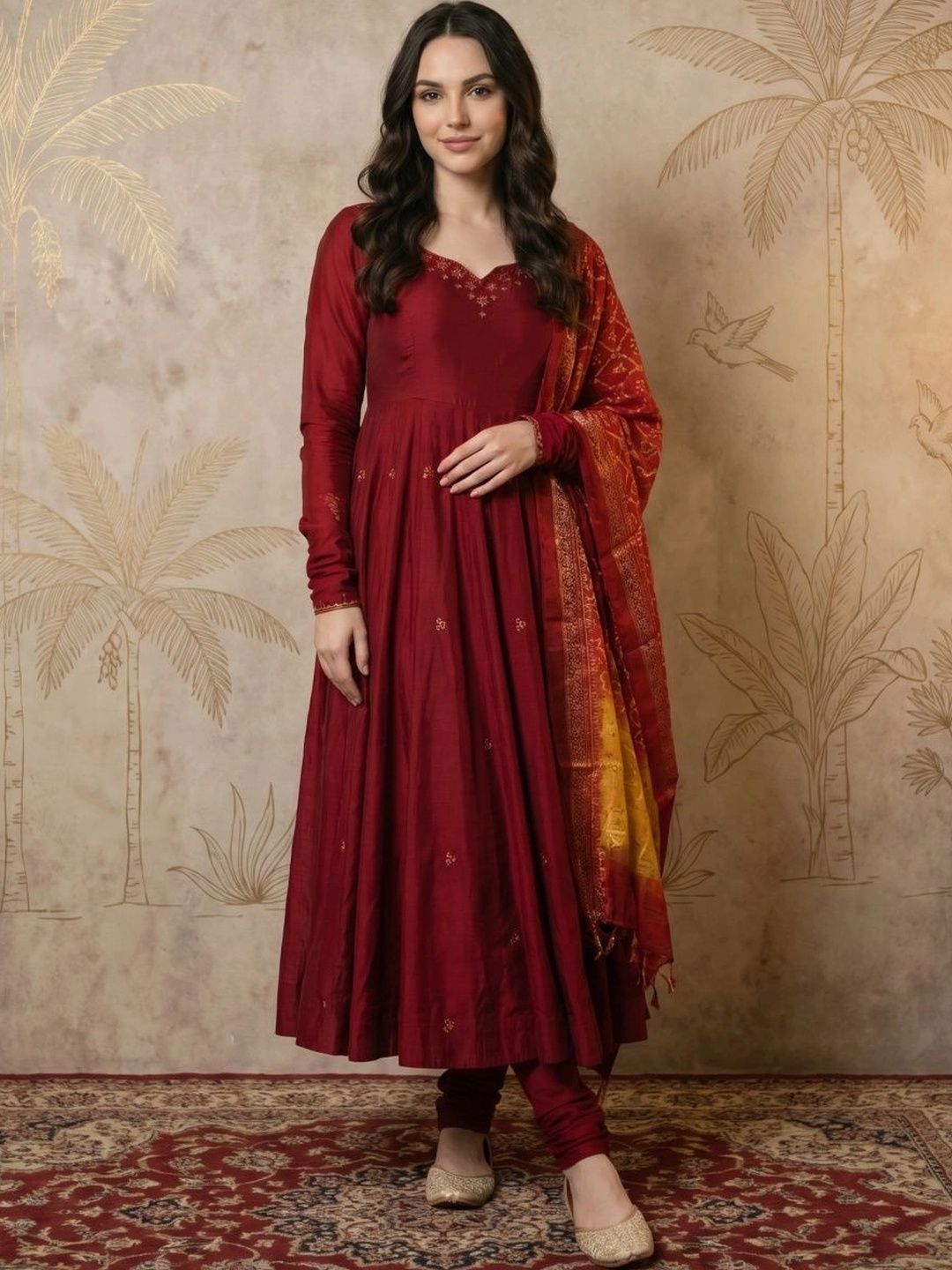 Sangria Women Ethnic Motifs Embroidered Empire Thread Work Kurta with Churidar & With Dupatta-picture-27