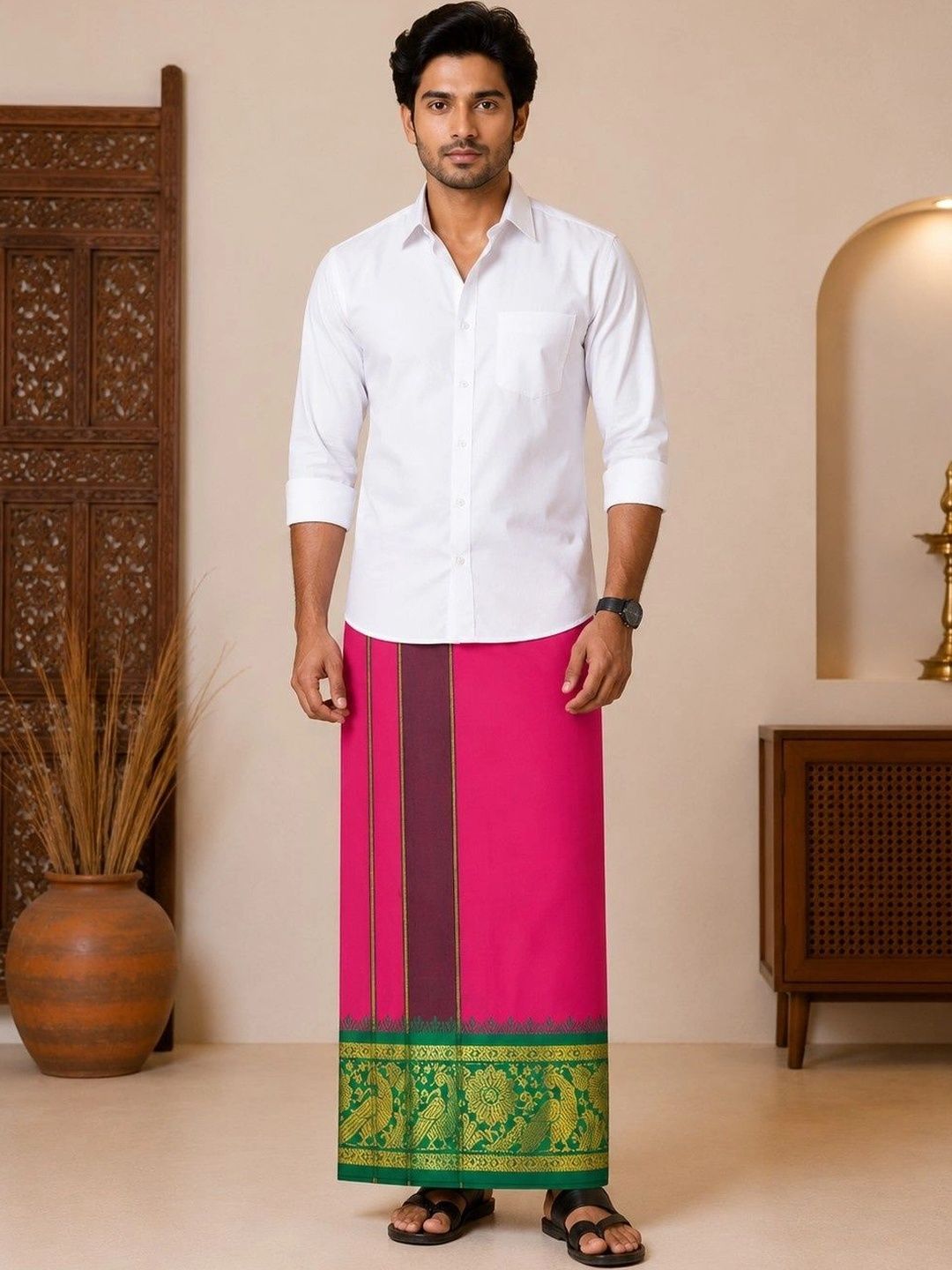 Sharan Elegance Men Embroidered Cotton Dhoti Dhotis-picture-38
