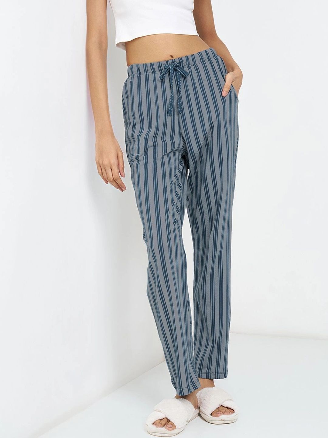 Dreamz by Pantaloons Striped Cotton Mid-Rise Straight Lounge Pants-picture-31