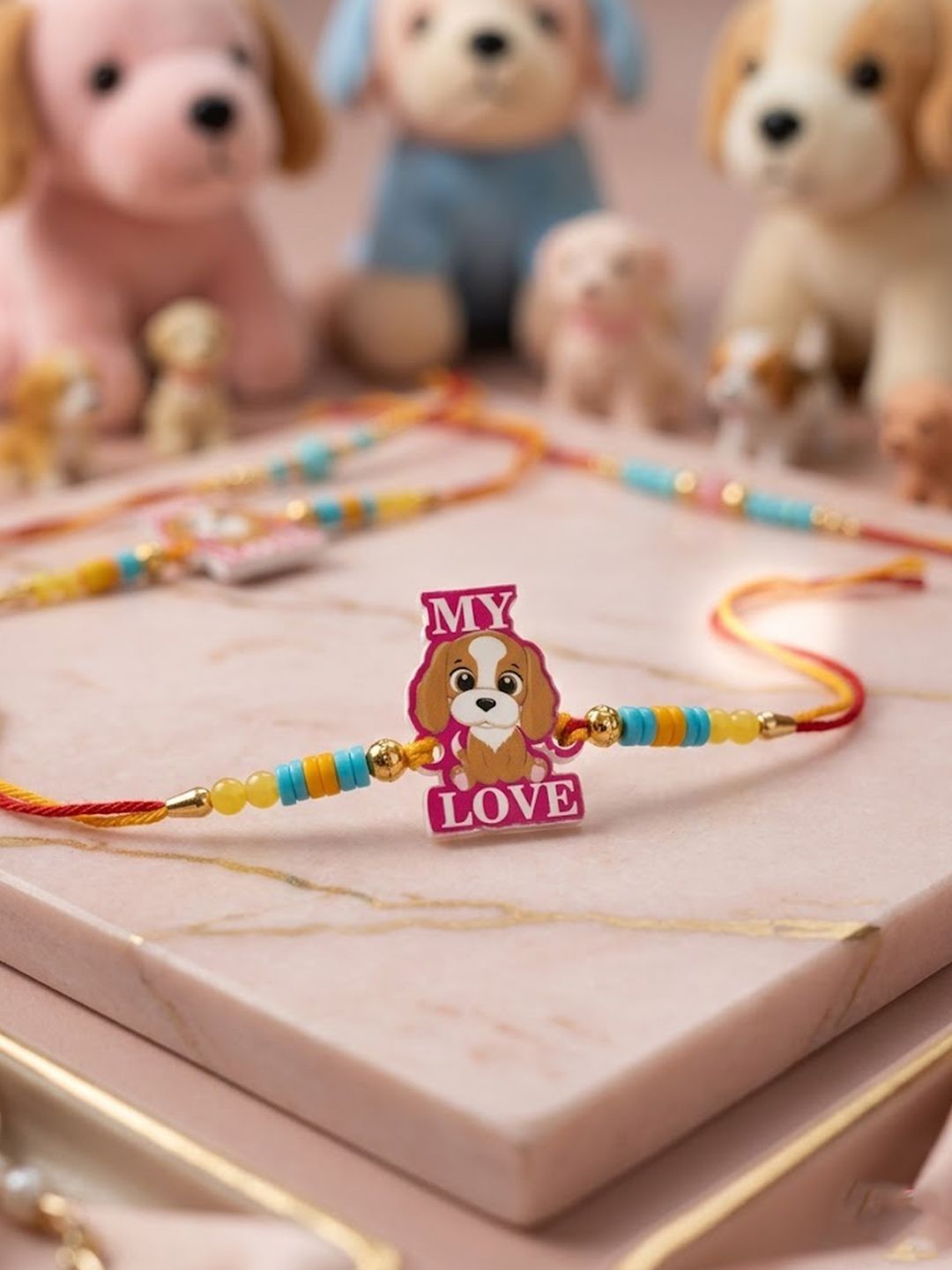 Anouk Stylish Artificial Beads Kids Thread Rakhi With Roli Chawal Chandan Mishri-picture-52