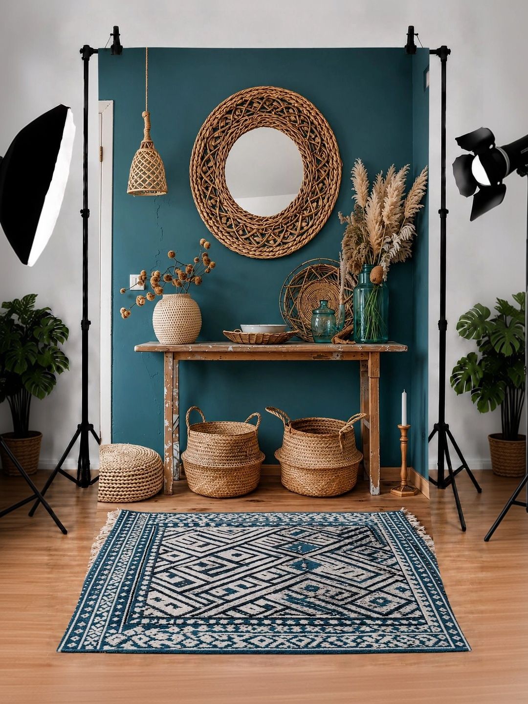 Backdropon Teal-Blue & Brown Printed Rectangular Festive Decor Backdrop-picture-15