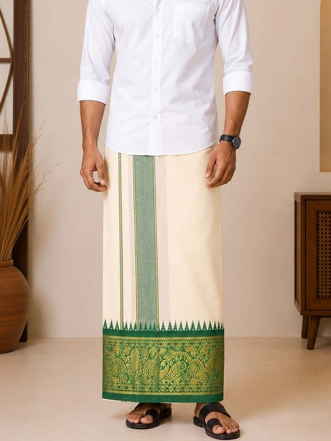 Sharan Elegance Men Embroidered Cotton Dhoti Dhotis-picture-17